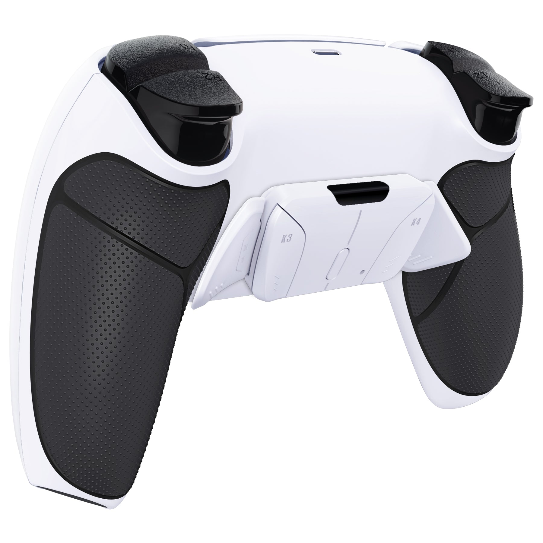eXtremeRate Retail White Black Rubberized Grip Remappable RISE 4.0 Remap Kit for PS5 Controller BDM 010 & BDM 020, Upgrade Board & Redesigned Back Shell & 4 White Back Buttons for PS5 Controller - Controller NOT Included - YPFU6011