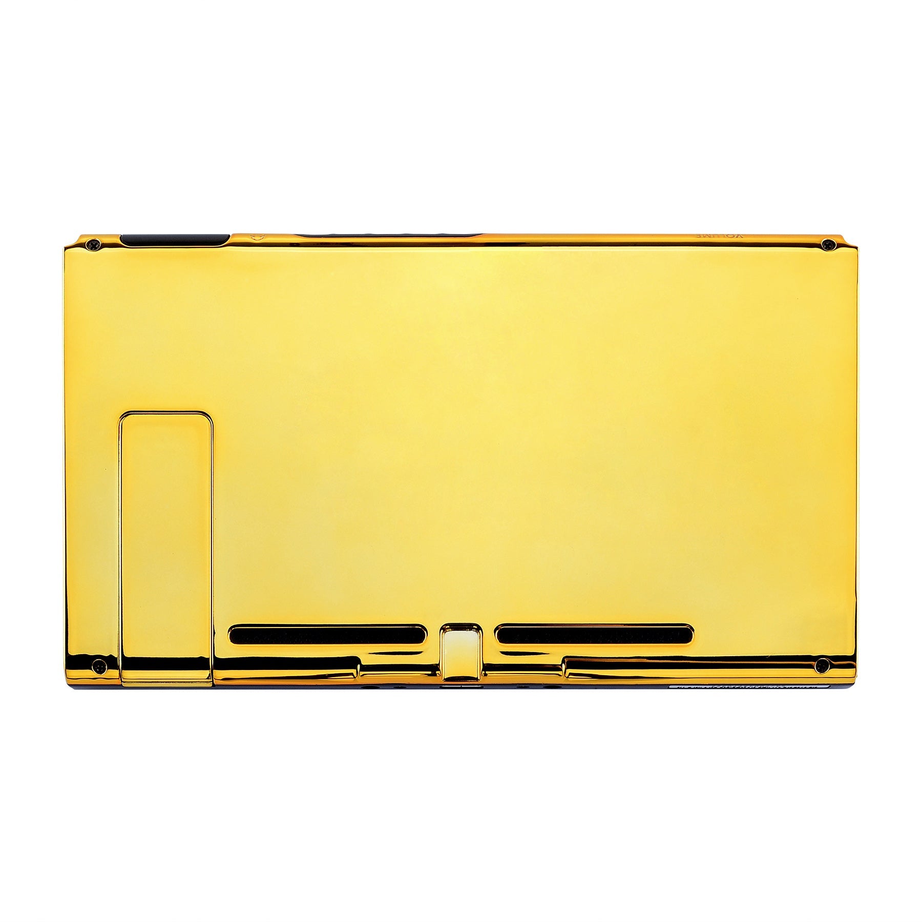 eXtremeRate Retail Chrome Gold Console Back Plate DIY Replacement Housing Shell Case for Nintendo Switch Console with Kickstand - JoyCon Shell NOT Included - ZD401