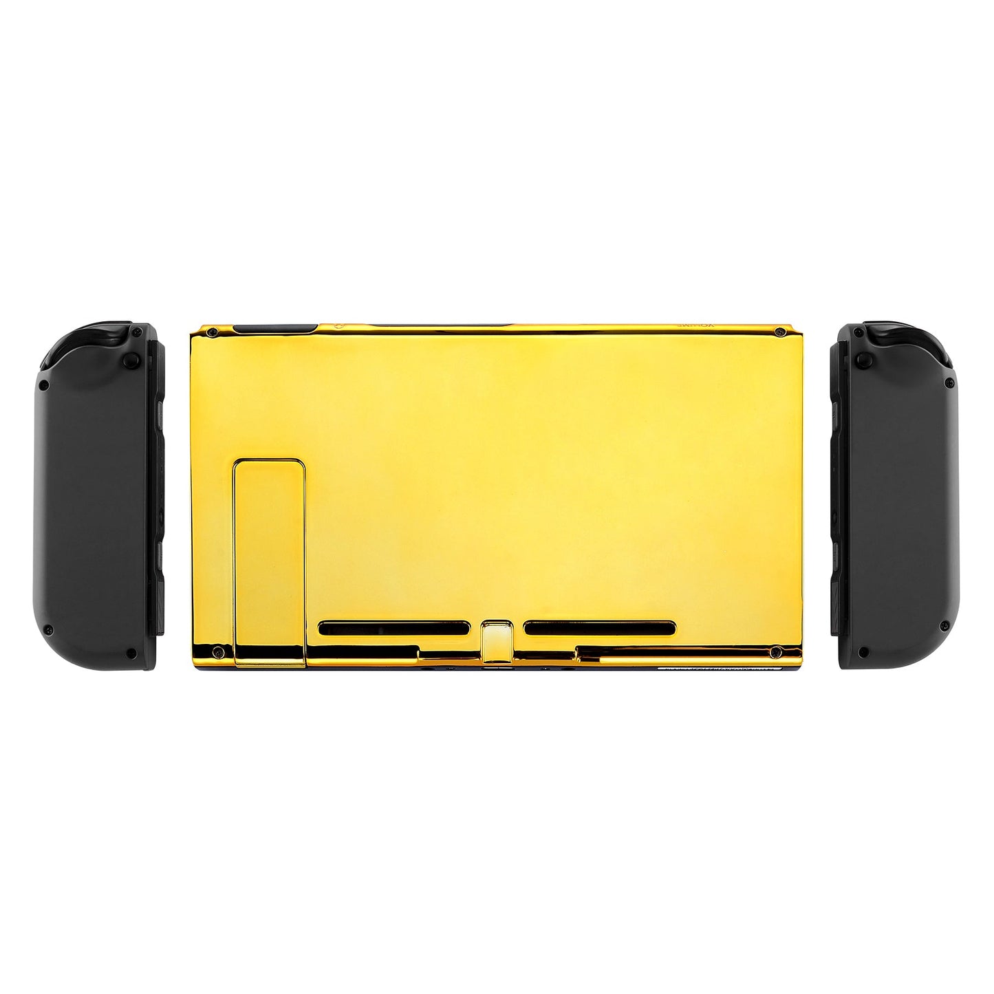 eXtremeRate Retail Chrome Gold Console Back Plate DIY Replacement Housing Shell Case for Nintendo Switch Console with Kickstand - JoyCon Shell NOT Included - ZD401