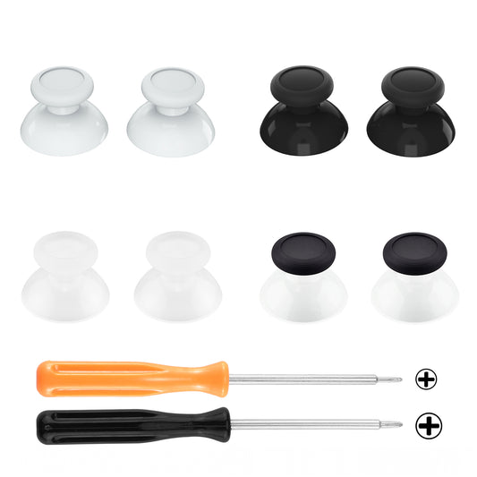 eXtremeRate Retail Replacement 3D Joystick Thumbsticks, Analog Thumb Sticks with Cross Screwdriver for Nintendo Switch Pro Controller - Black & White & Transparent & Transparent Black - ZKRM501