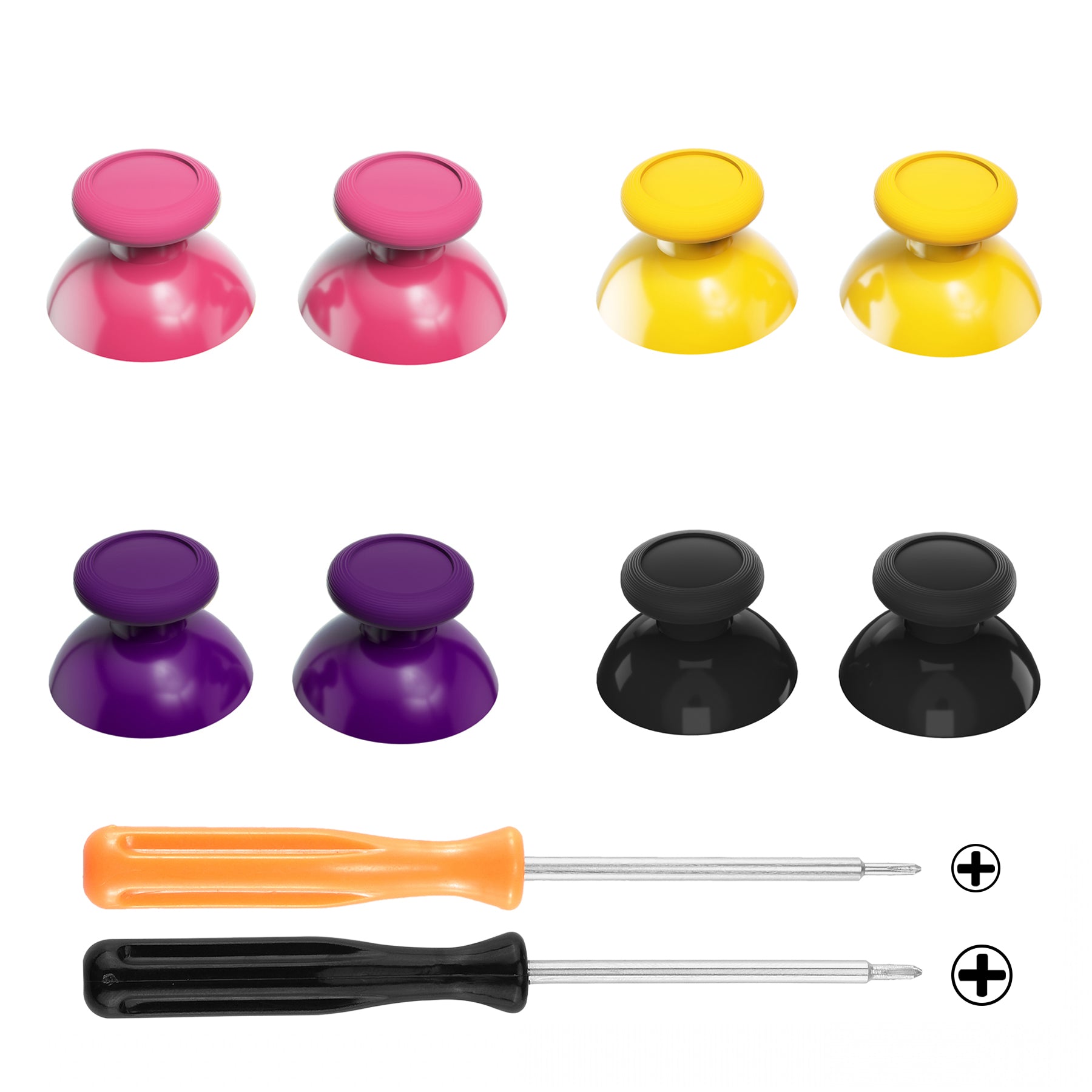 eXtremeRate Retail Replacement 3D Joystick Thumbsticks, Analog Thumb Sticks with Cross Screwdriver for Nintendo Switch Pro Controller - Yellow & Purple & Pink & Black - ZKRM504