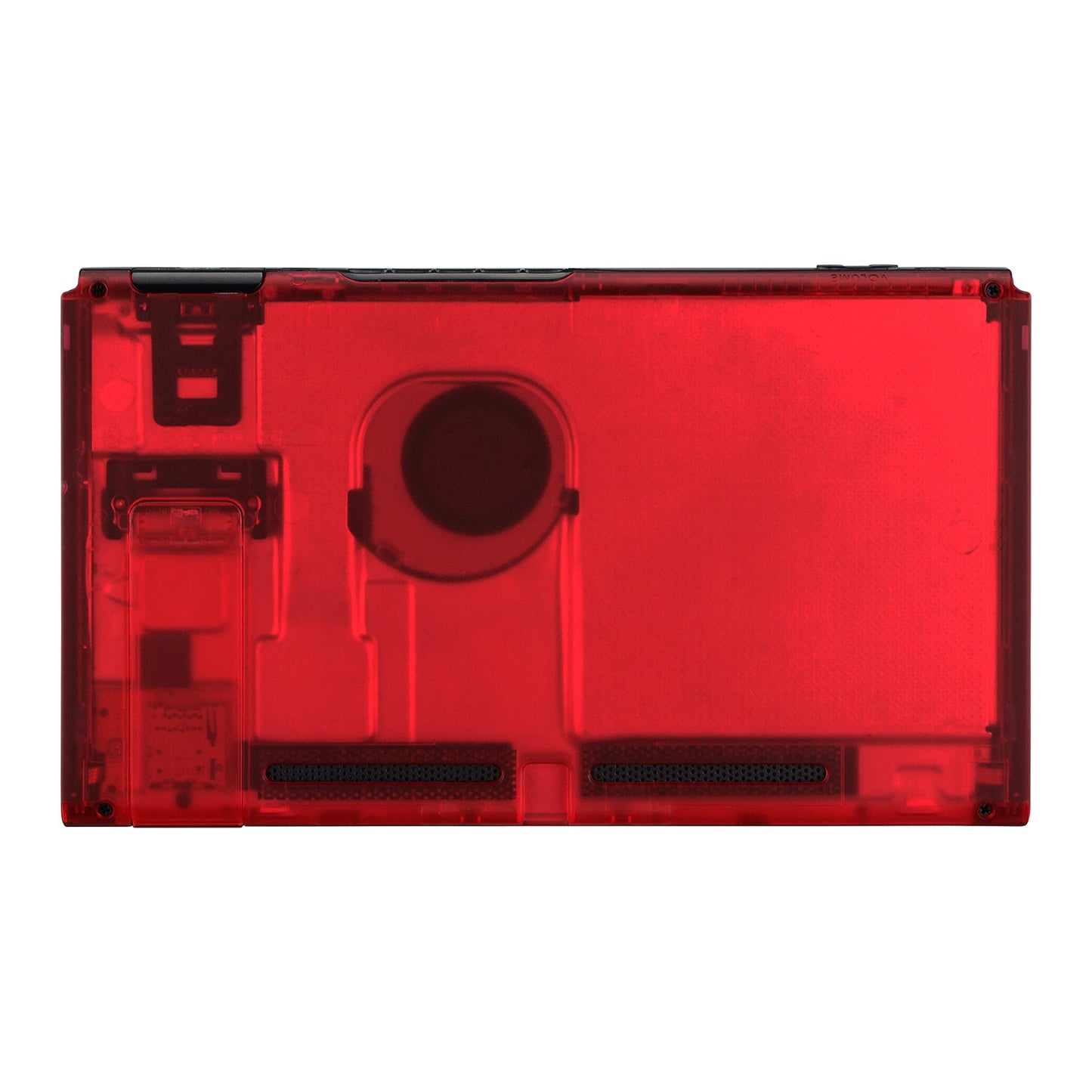 eXtremeRate Retail Transparent Clear Red Console Back Plate DIY Replacement Housing Shell Case for Nintendo Switch Console with Kickstand - JoyCon Shell NOT Included - ZM502