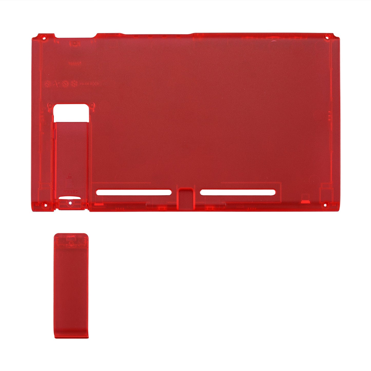 eXtremeRate Retail Transparent Clear Red Console Back Plate DIY Replacement Housing Shell Case for Nintendo Switch Console with Kickstand - JoyCon Shell NOT Included - ZM502