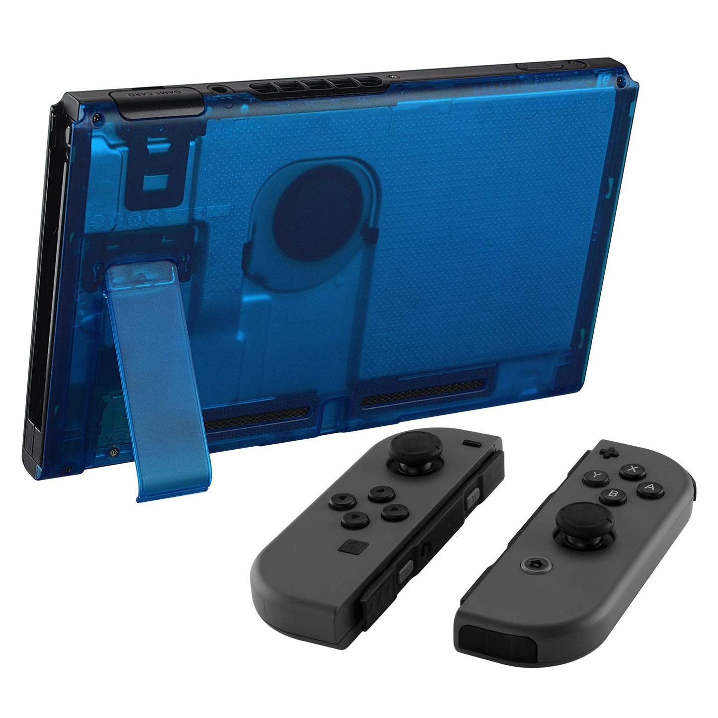 eXtremeRate Retail Transparent Clear Blue Console Back Plate DIY Replacement Housing Shell Case for Nintendo Switch Console with Kickstand - JoyCon Shell NOT Included - ZM504