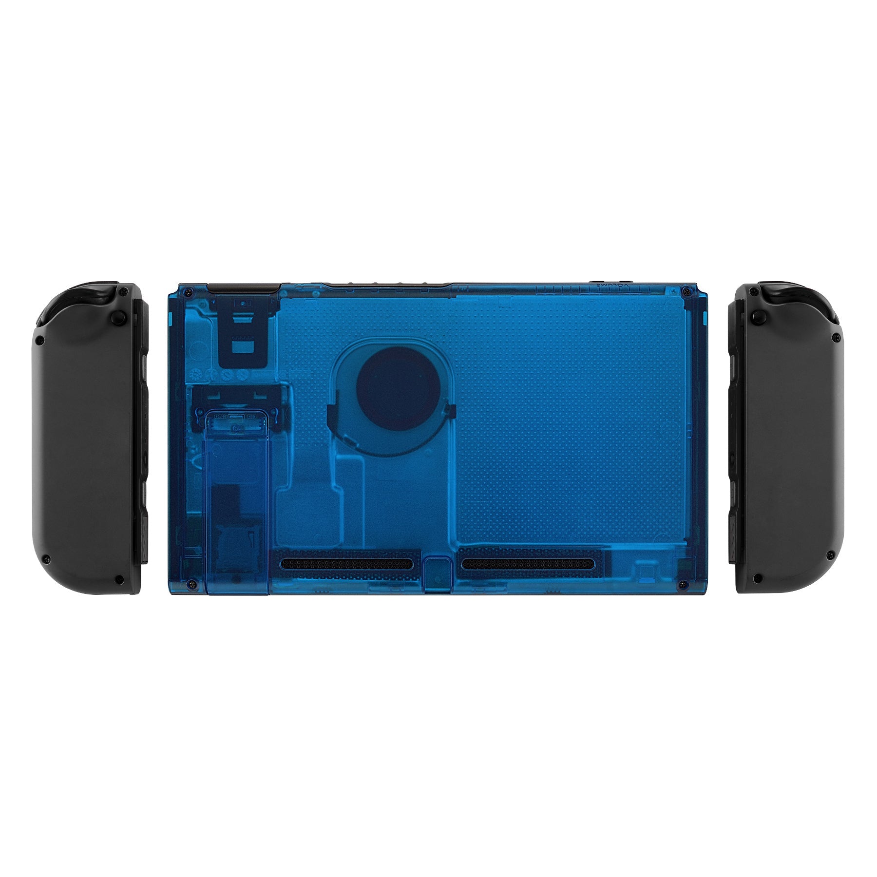 eXtremeRate Retail Transparent Clear Blue Console Back Plate DIY Replacement Housing Shell Case for Nintendo Switch Console with Kickstand - JoyCon Shell NOT Included - ZM504