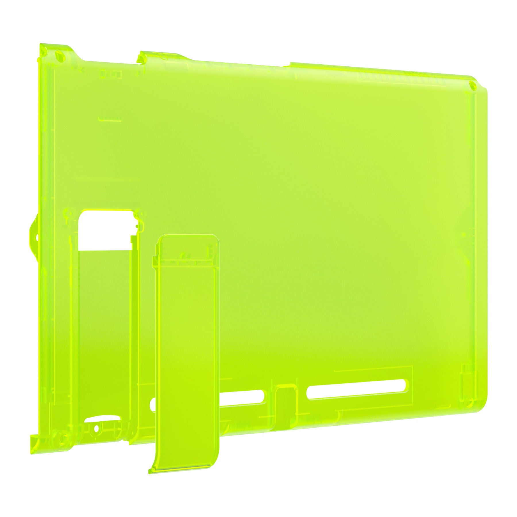 eXtremeRate Retail Clear Lime Green Console Back Plate DIY Replacement Housing Shell Case for NS Switch Console with Kickstand - JoyCon Shell NOT Included - ZM511