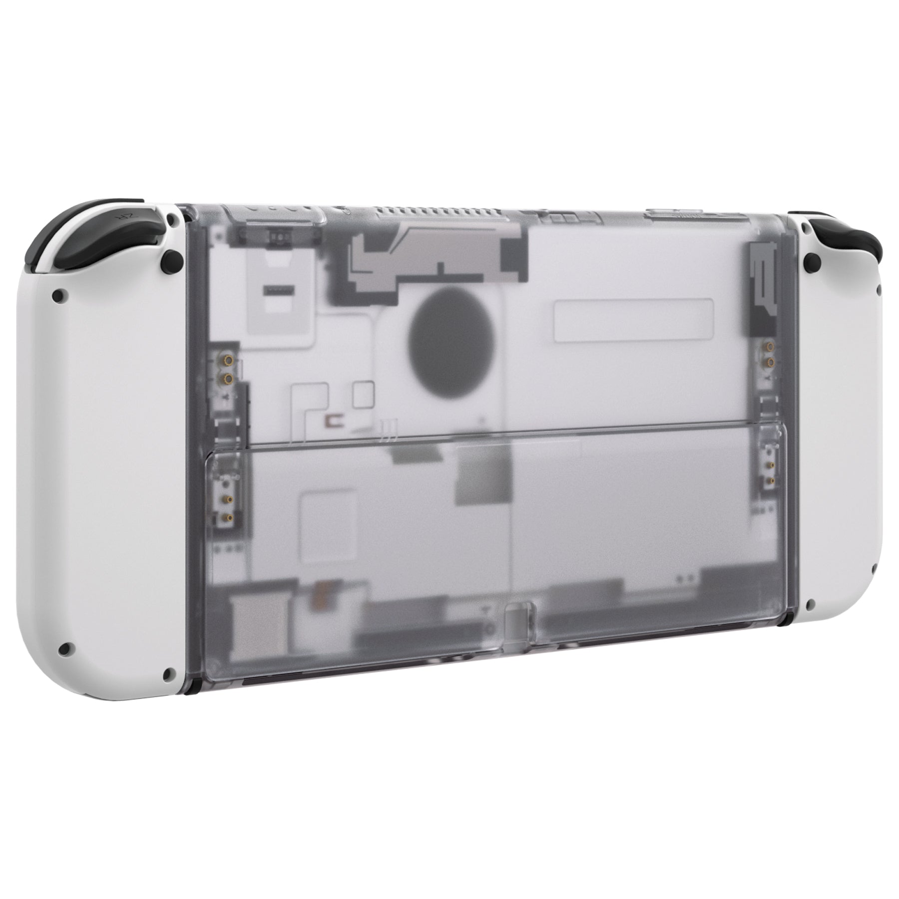 eXtremeRate Retail Clear Console Back Plate DIY Replacement Housing Shell Case with Kickstand for Nintendo Switch OLED – Console and Joycon NOT Included - ZNSOM5001