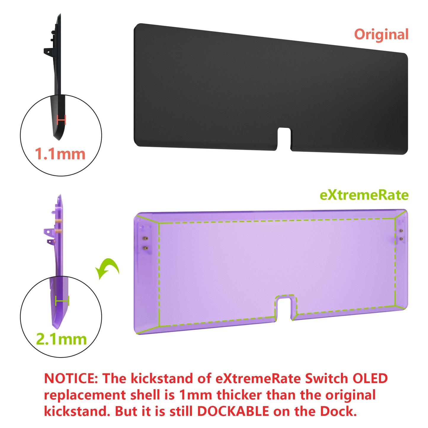 eXtremeRate Retail Clear Atomic Purple Console Back Plate DIY Replacement Housing Shell Case with Kickstand for Nintendo Switch OLED – Console and Joycon NOT Included - ZNSOM5002