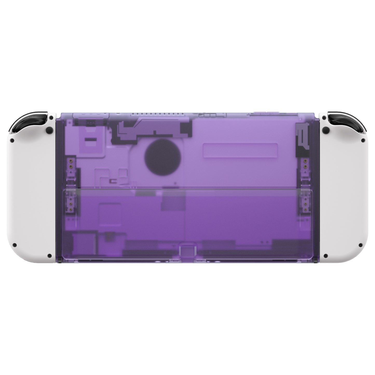 eXtremeRate Retail Clear Atomic Purple Console Back Plate DIY Replacement Housing Shell Case with Kickstand for Nintendo Switch OLED – Console and Joycon NOT Included - ZNSOM5002