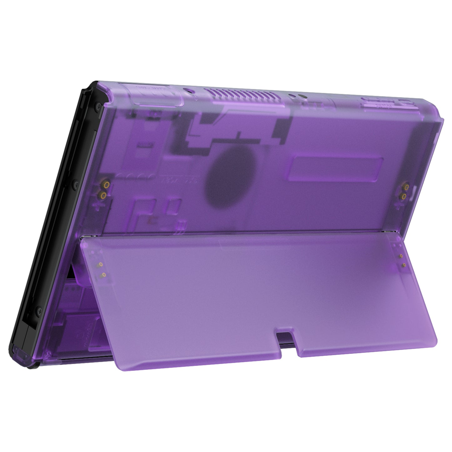 eXtremeRate Retail Clear Atomic Purple Console Back Plate DIY Replacement Housing Shell Case with Kickstand for Nintendo Switch OLED – Console and Joycon NOT Included - ZNSOM5002