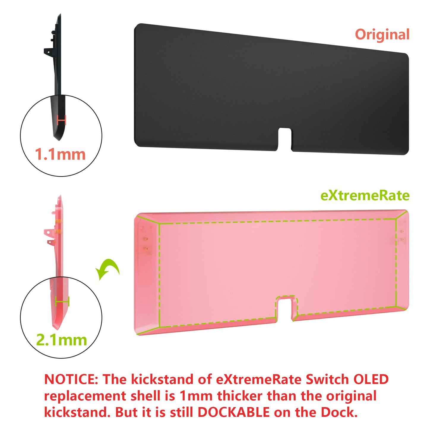 eXtremeRate Retail Cherry Pink Console Back Plate DIY Replacement Housing Shell Case with Kickstand for Nintendo Switch OLED – Console and Joycon NOT Included - ZNSOM5004