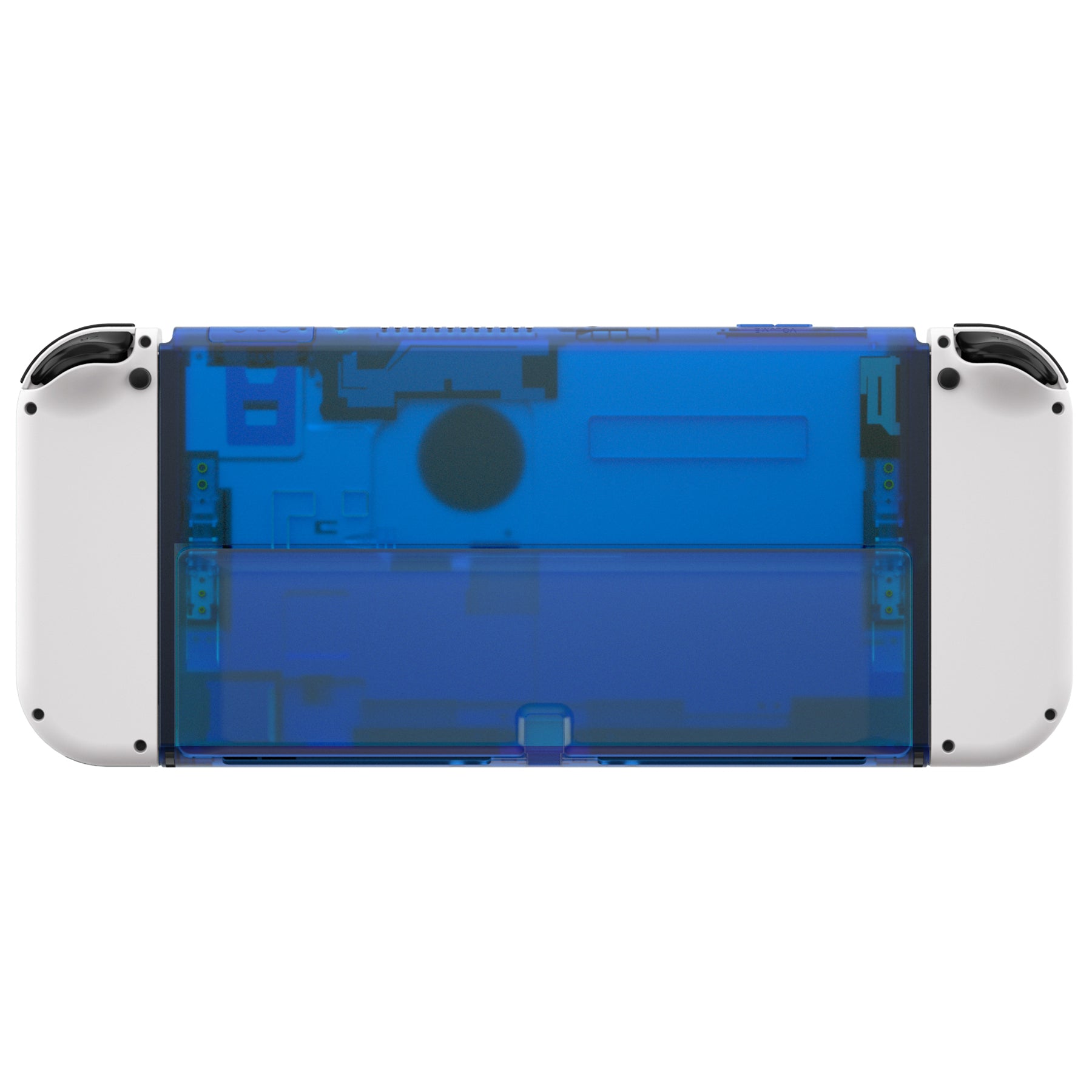 eXtremeRate Retail Clear Blue Console Back Plate DIY Replacement Housing Shell Case with Kickstand for Nintendo Switch OLED – Console and Joycon NOT Included - ZNSOM5006