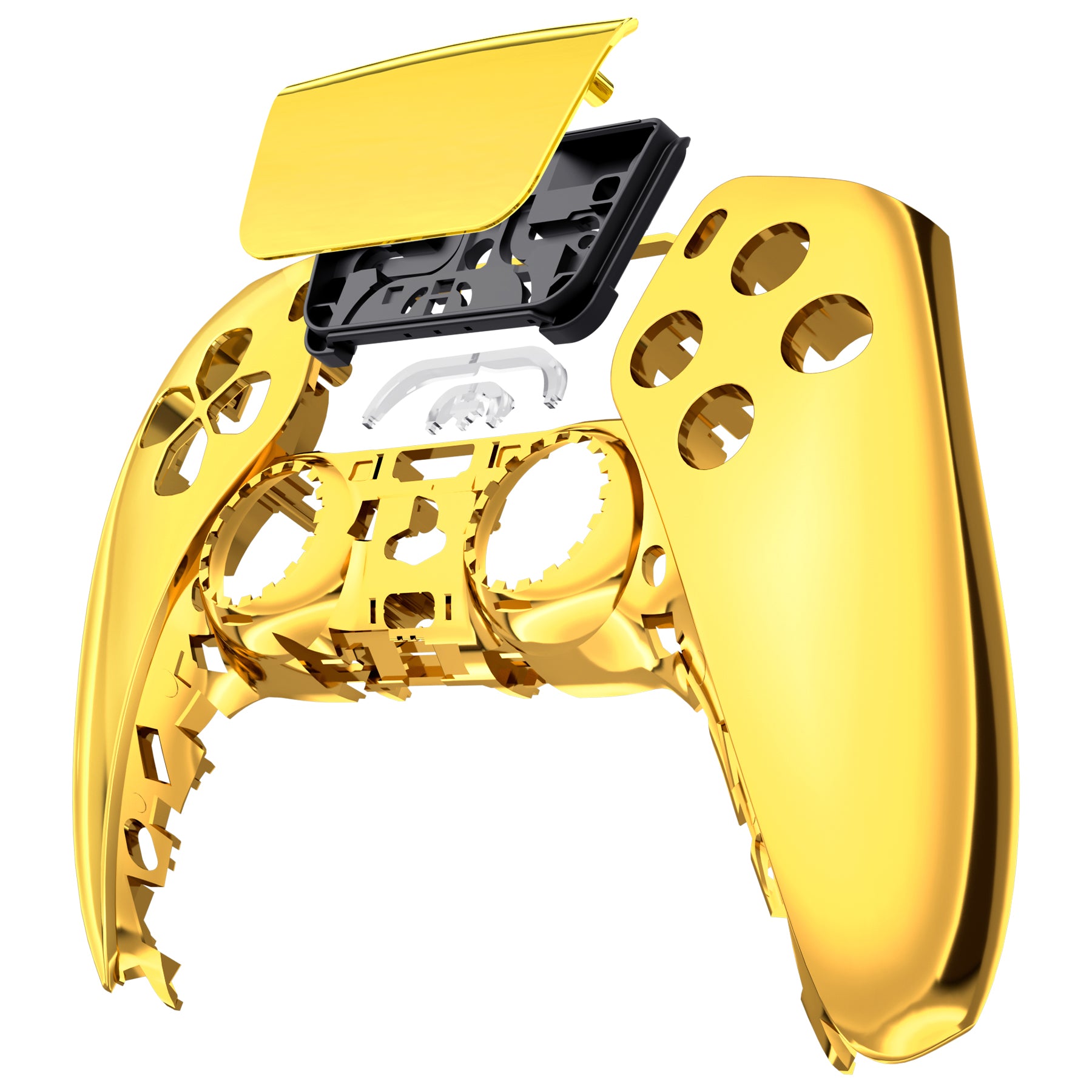 eXtremeRate Retail Chrome Gold Touchpad Front Housing Shell Compatible with ps5 Controller BDM-010 BDM-020 BDM-030, DIY Replacement Shell Custom Touch Pad Cover Compatible with ps5 Controller - ZPFD4001G3