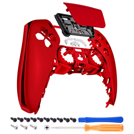 eXtremeRate Retail Chrome Red Touchpad Front Housing Shell Compatible with ps5 Controller BDM-010 BDM-020 BDM-030, DIY Replacement Shell Custom Touch Pad Cover Compatible with ps5 Controller - ZPFD4003G3