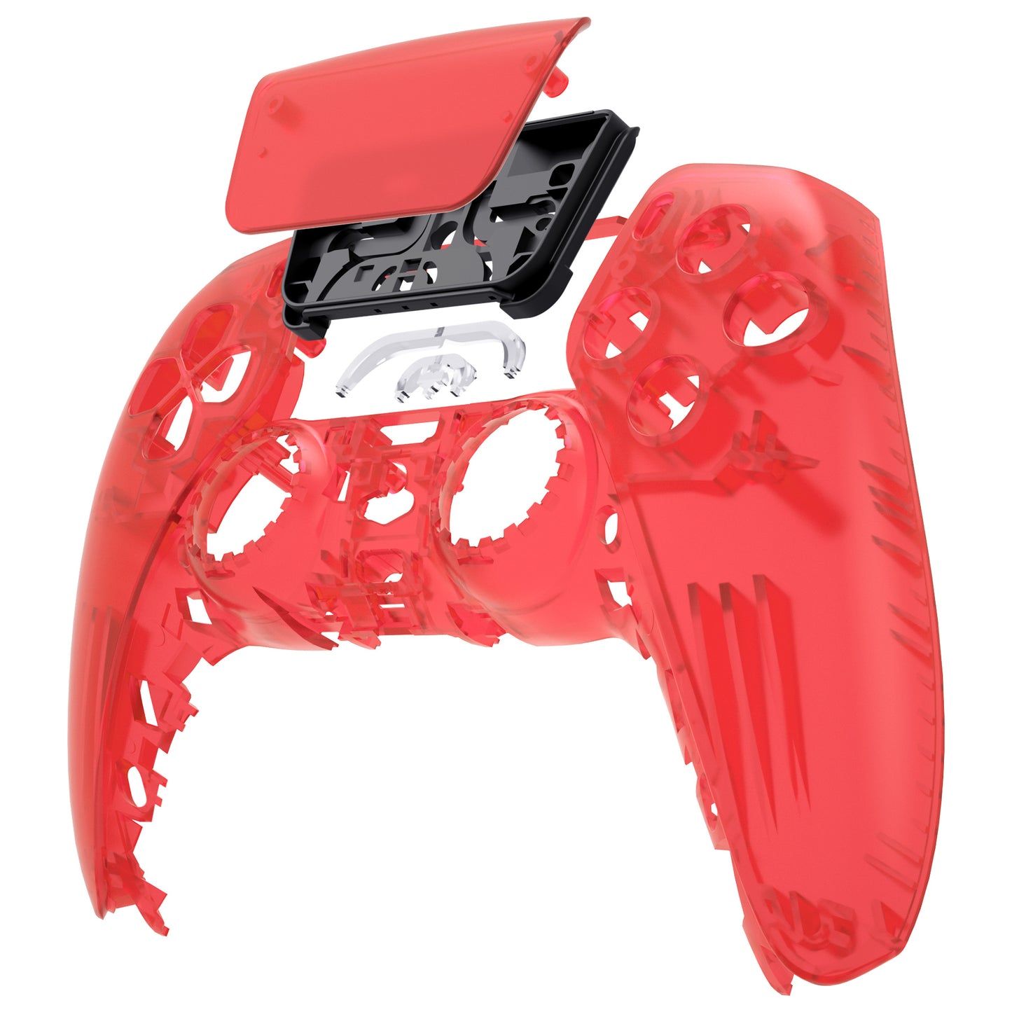 eXtremeRate Retail Clear Red Touchpad Front Housing Shell Compatible with ps5 Controller BDM-010 BDM-020 BDM-030, DIY Replacement Shell Custom Touch Pad Cover Compatible with ps5 Controller - ZPFM5002G3