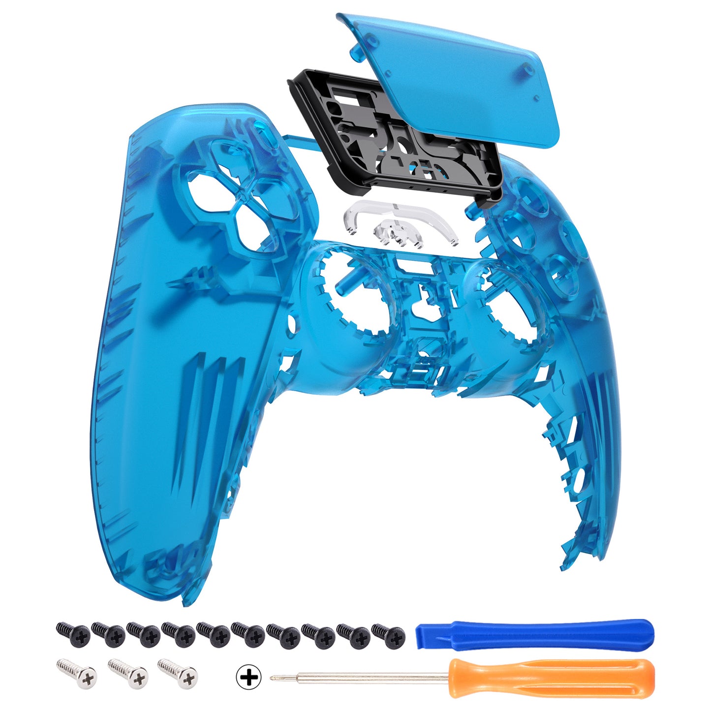 eXtremeRate Retail Clear Blue Touchpad Front Housing Shell Compatible with ps5 Controller BDM-010 BDM-020 BDM-030, DIY Replacement Shell Custom Touch Pad Cover Compatible with ps5 Controller - ZPFM5004G3