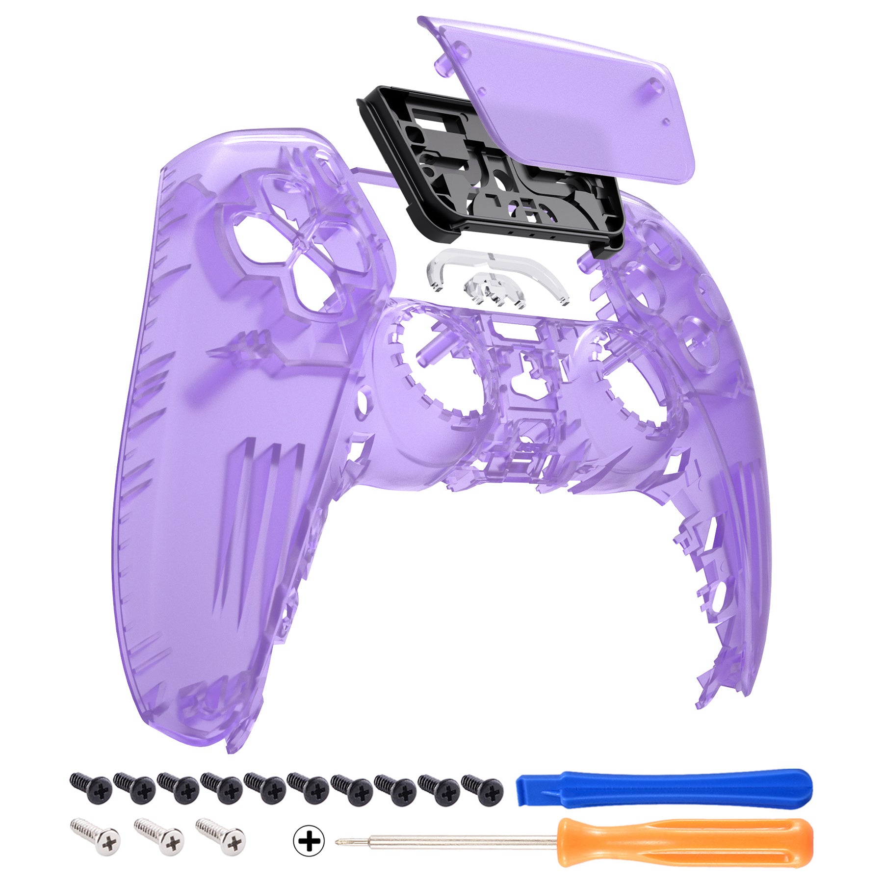eXtremeRate Retail Clear Atomic Purple Touchpad Front Housing Shell Compatible with ps5 Controller BDM-010 BDM-020 BDM-030, DIY Replacement Shell Custom Touch Pad Cover Compatible with ps5 Controller - ZPFM5005G3