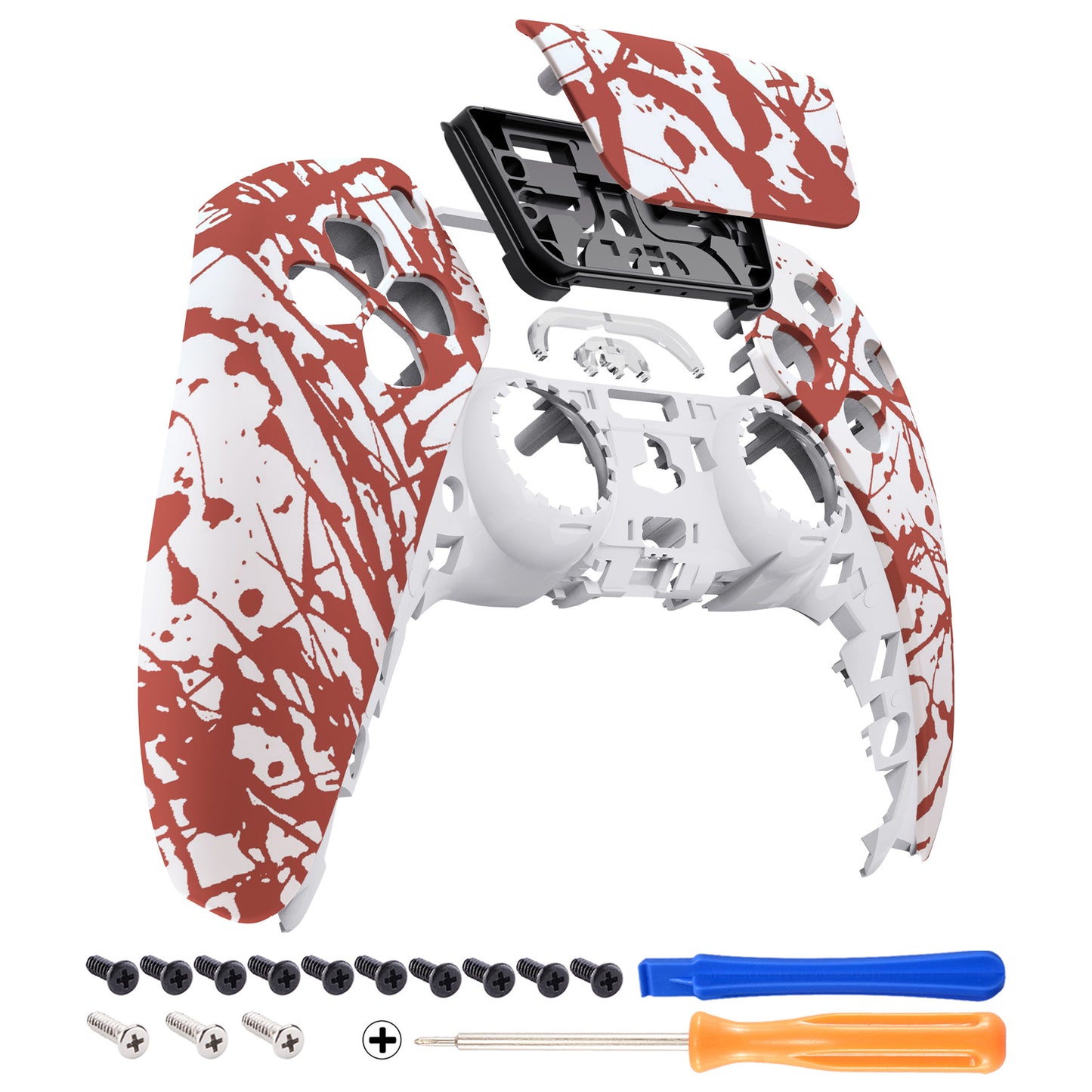 eXtremeRate Retail Blood Patterned Touchpad Front Housing Shell Compatible with ps5 Controller BDM-010 BDM-020 BDM-030, DIY Replacement Shell Custom Touch Pad Cover Compatible with ps5 Controller - ZPFS2004G3