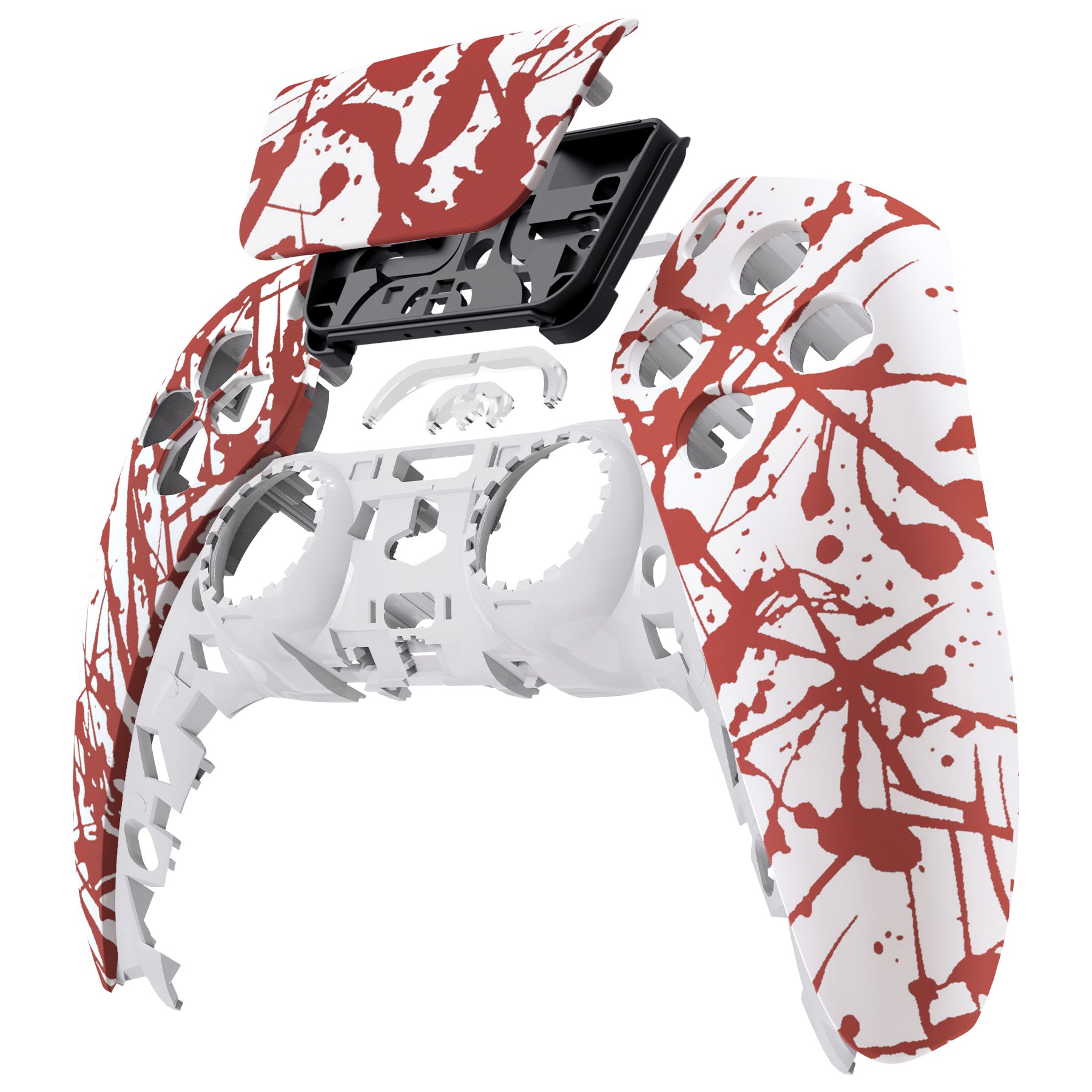 eXtremeRate Retail Blood Patterned Touchpad Front Housing Shell Compatible with ps5 Controller BDM-010 BDM-020 BDM-030, DIY Replacement Shell Custom Touch Pad Cover Compatible with ps5 Controller - ZPFS2004G3