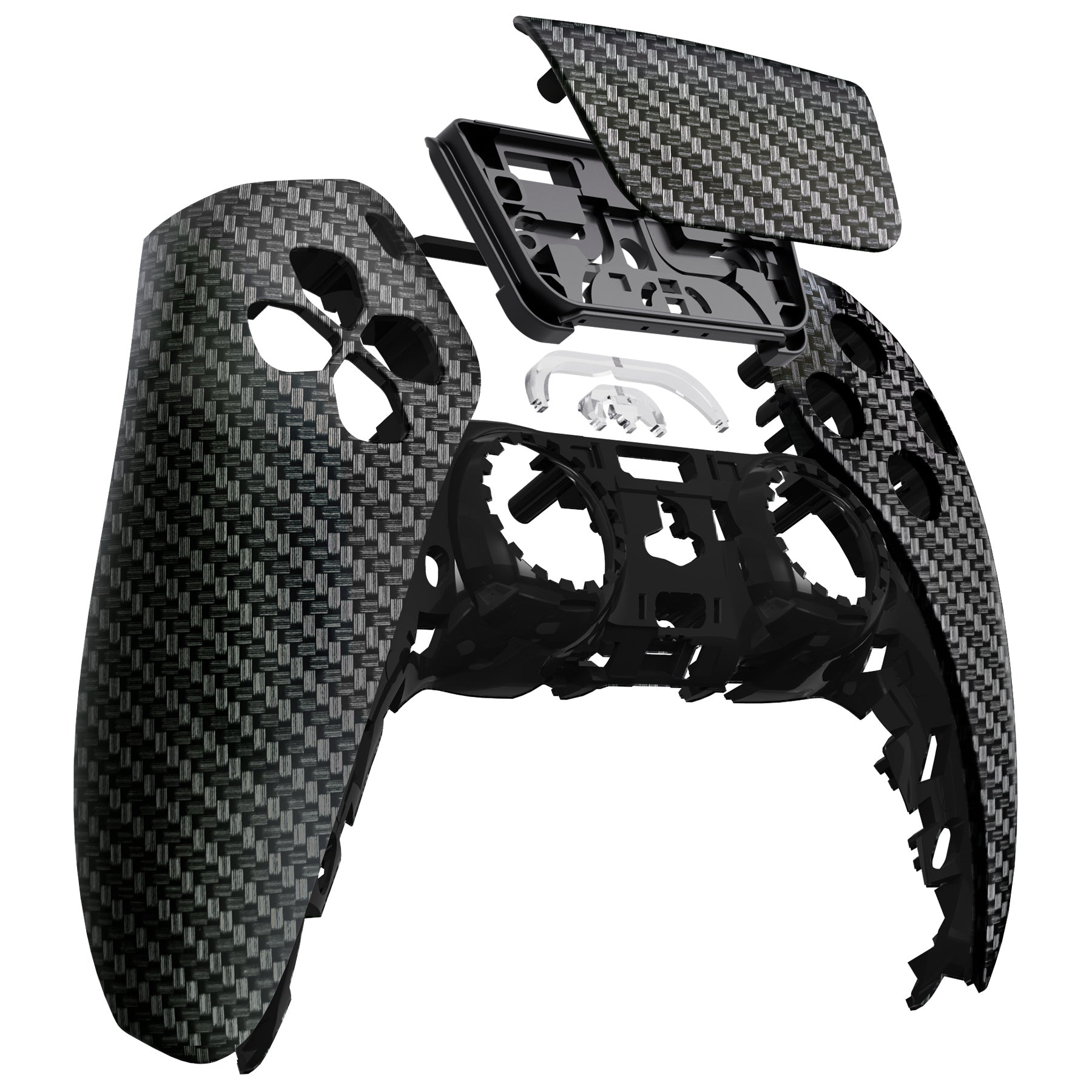 eXtremeRate Replacement Front Housing Shell with Touchpad Compatible with  PS5 Controller BDM-010/020/030/040 - Black Silver Carbon Fiber