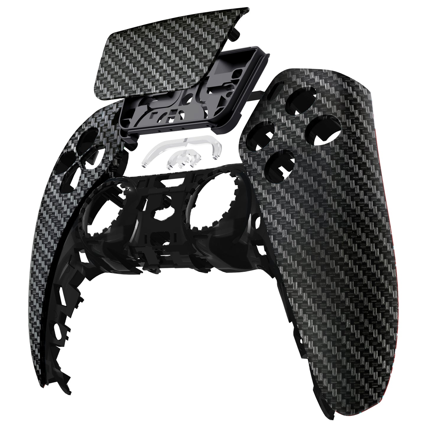 eXtremeRate Retail Black Silver Carbon Fiber Touchpad Front Housing Shell Compatible with ps5 Controller BDM-010 BDM-020 BDM-030, DIY Replacement Shell Custom Touch Pad Cover Compatible with ps5 Controller - ZPFS2009G3