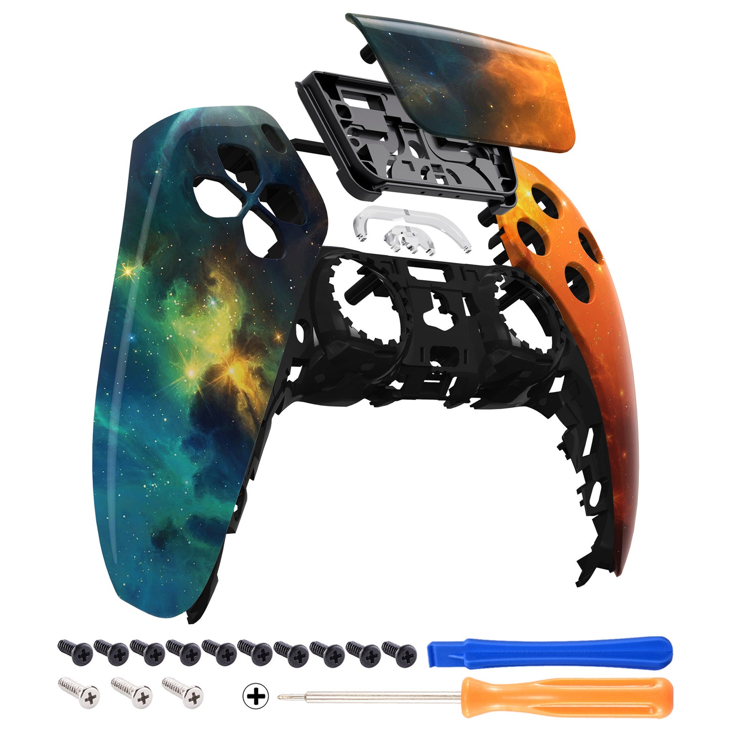 eXtremeRate Retail Orange Star Universe Touchpad Front Housing Shell Compatible with ps5 Controller BDM-010 BDM-020 BDM-030, DIY Replacement Shell Custom Touch Pad Cover Compatible with ps5 Controller - ZPFT1002G3