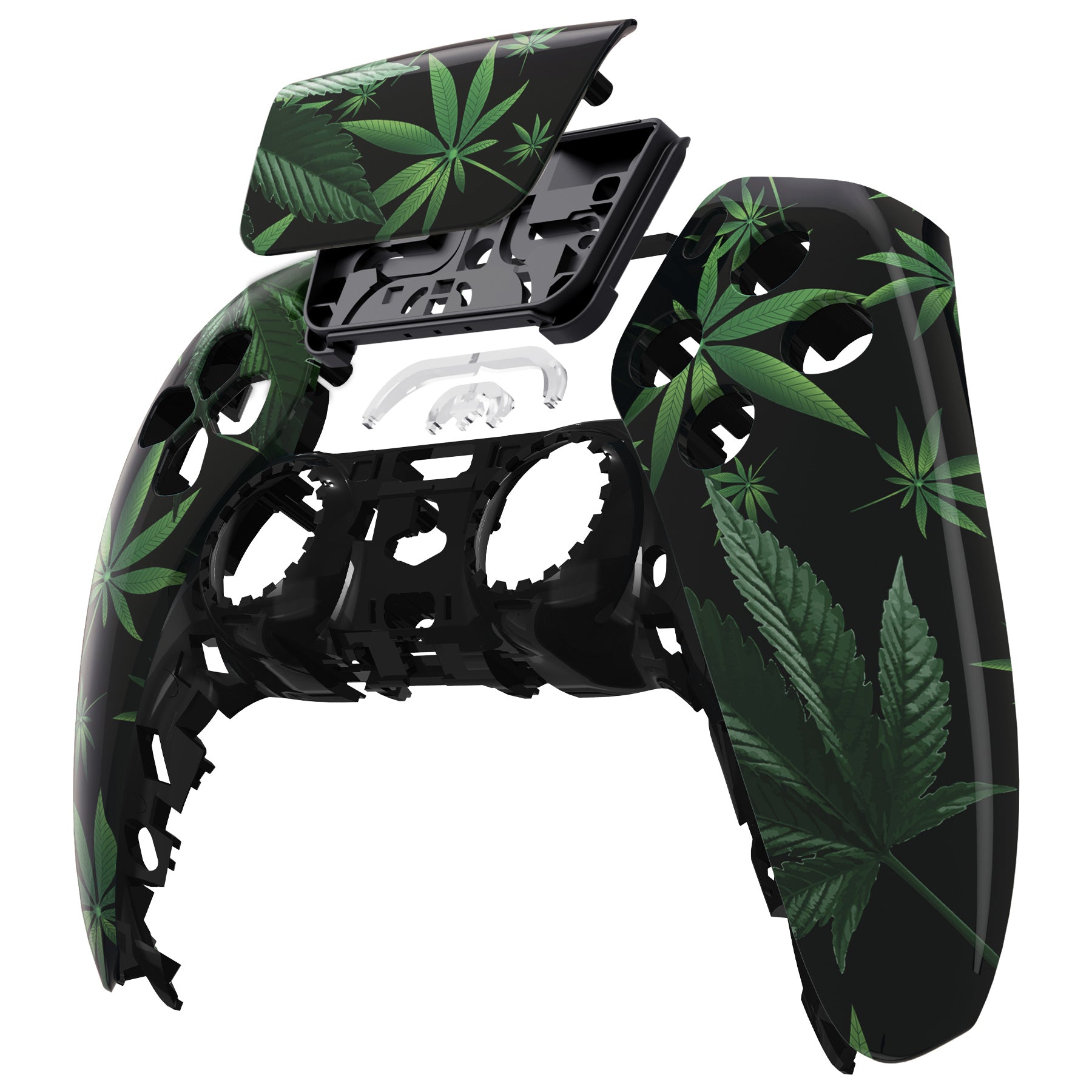 eXtremeRate Retail Green Weeds Touchpad Front Housing Shell Compatible with ps5 Controller BDM-010 BDM-020 BDM-030, DIY Replacement Shell Custom Touch Pad Cover Compatible with ps5 Controller - ZPFT1011G3