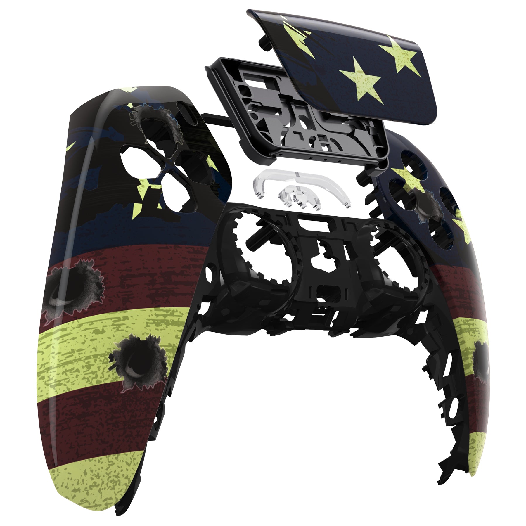 eXtremeRate Retail US Flag The Stars & Stripes Touchpad Front Housing Shell Compatible with ps5 Controller BDM-010 BDM-020 BDM-030, DIY Replacement Shell Custom Touch Pad Cover Compatible with ps5 Controller - ZPFT1014G3