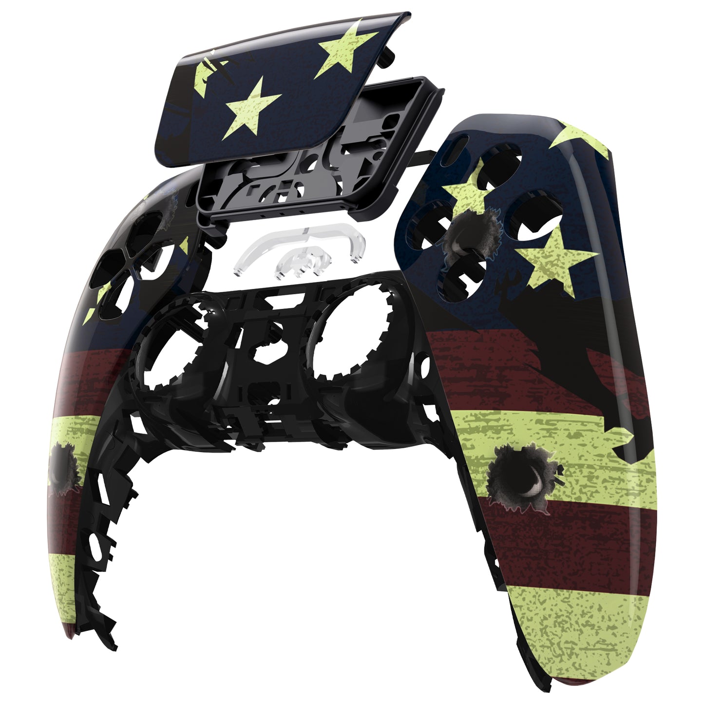 eXtremeRate Retail US Flag The Stars & Stripes Touchpad Front Housing Shell Compatible with ps5 Controller BDM-010 BDM-020 BDM-030, DIY Replacement Shell Custom Touch Pad Cover Compatible with ps5 Controller - ZPFT1014G3