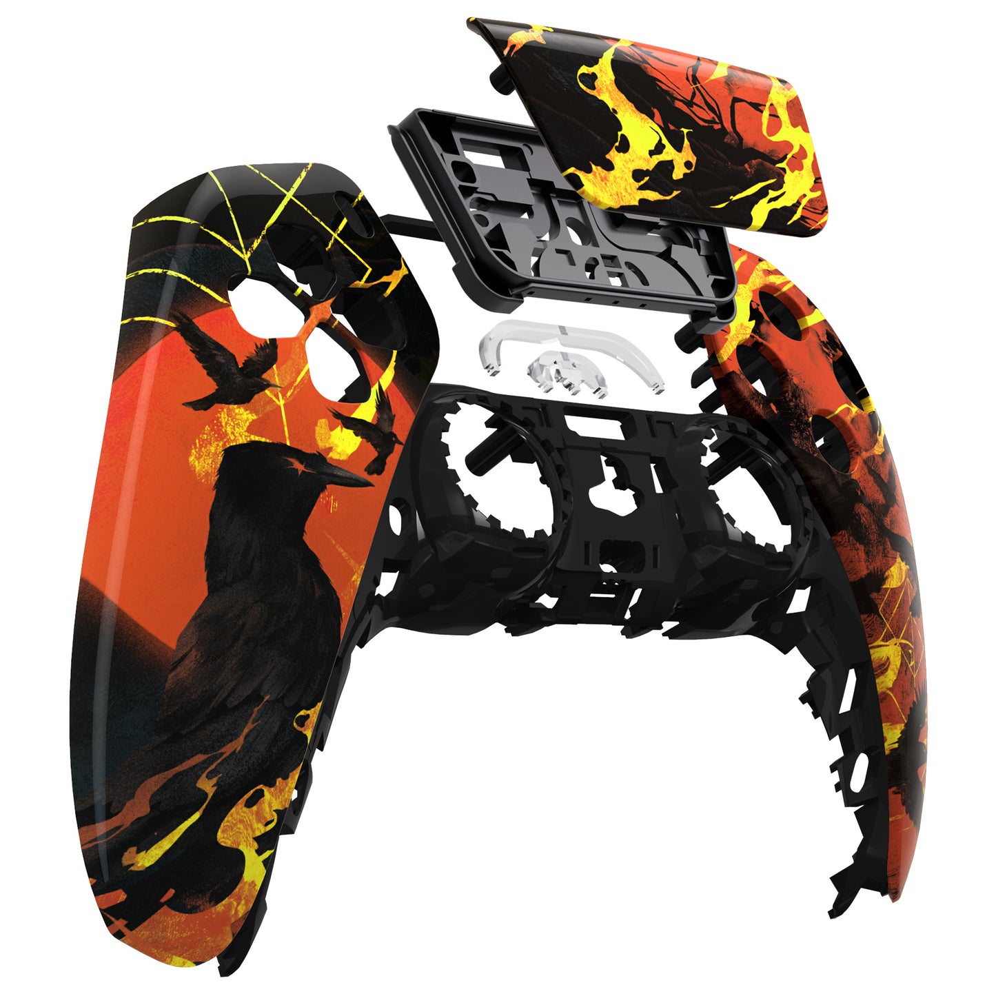 eXtremeRate Retail Blood Moon Raven Touchpad Front Housing Shell Compatible with ps5 Controller BDM-010 BDM-020 BDM-030, DIY Replacement Shell Custom Touch Pad Cover Compatible with ps5 Controller - ZPFT1016G3