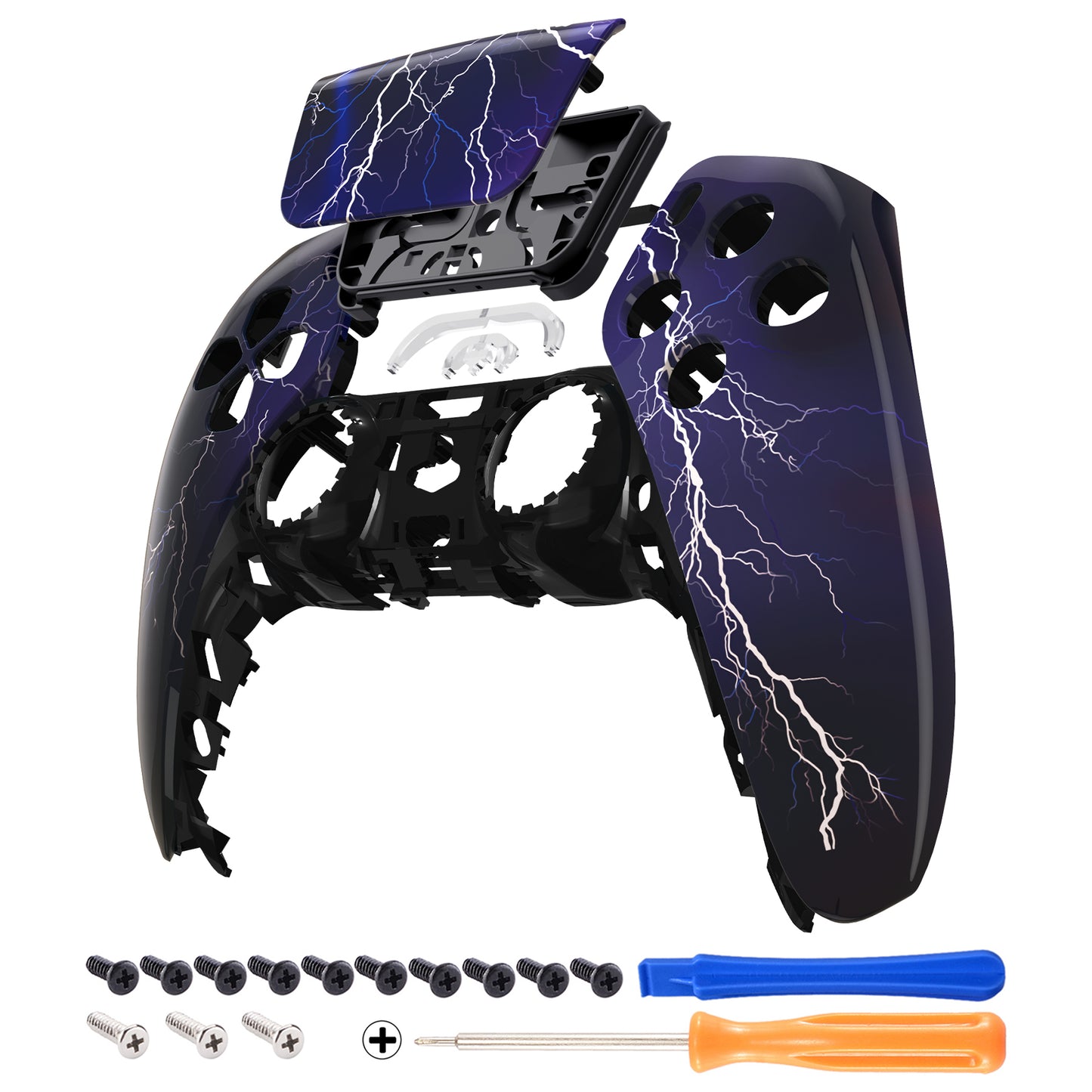 eXtremeRate Retail Purple Storm Touchpad Front Housing Shell Compatible with ps5 Controller BDM-010 BDM-020 BDM-030, DIY Replacement Shell Custom Touch Pad Cover Compatible with ps5 Controller - ZPFT1018G3