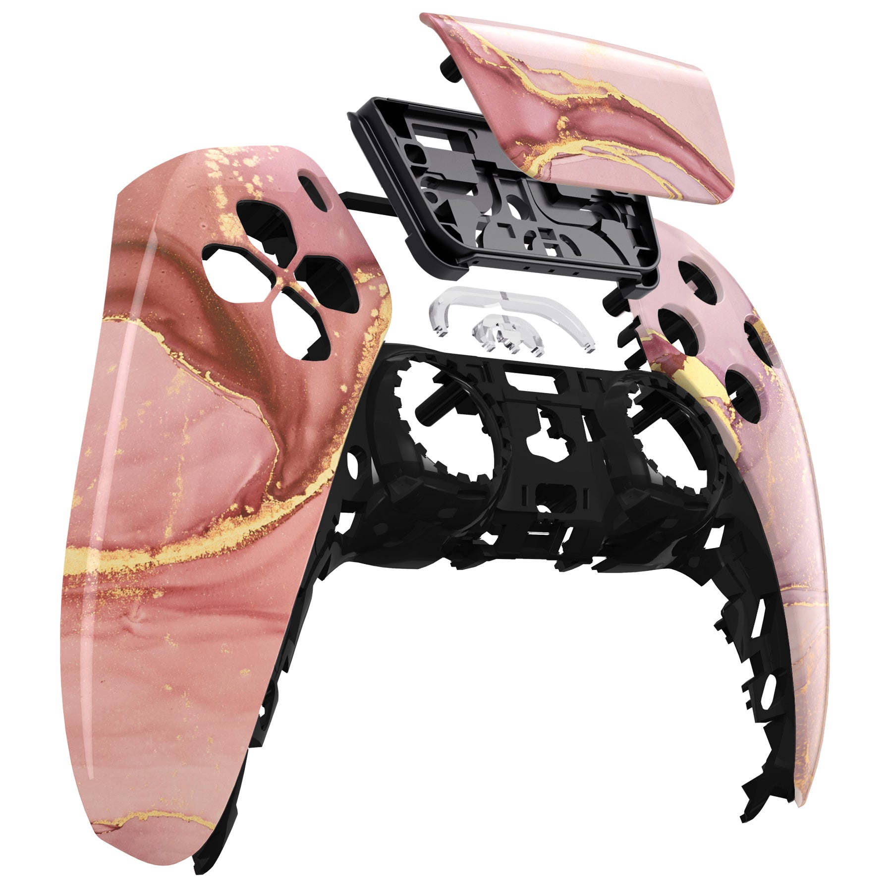 eXtremeRate Retail Cosmic Pink Gold Marble Touchpad Front Housing Shell Compatible with ps5 Controller BDM-010 BDM-020 BDM-030, DIY Replacement Shell Custom Touch Pad Cover Compatible with ps5 Controller - ZPFT1045G3