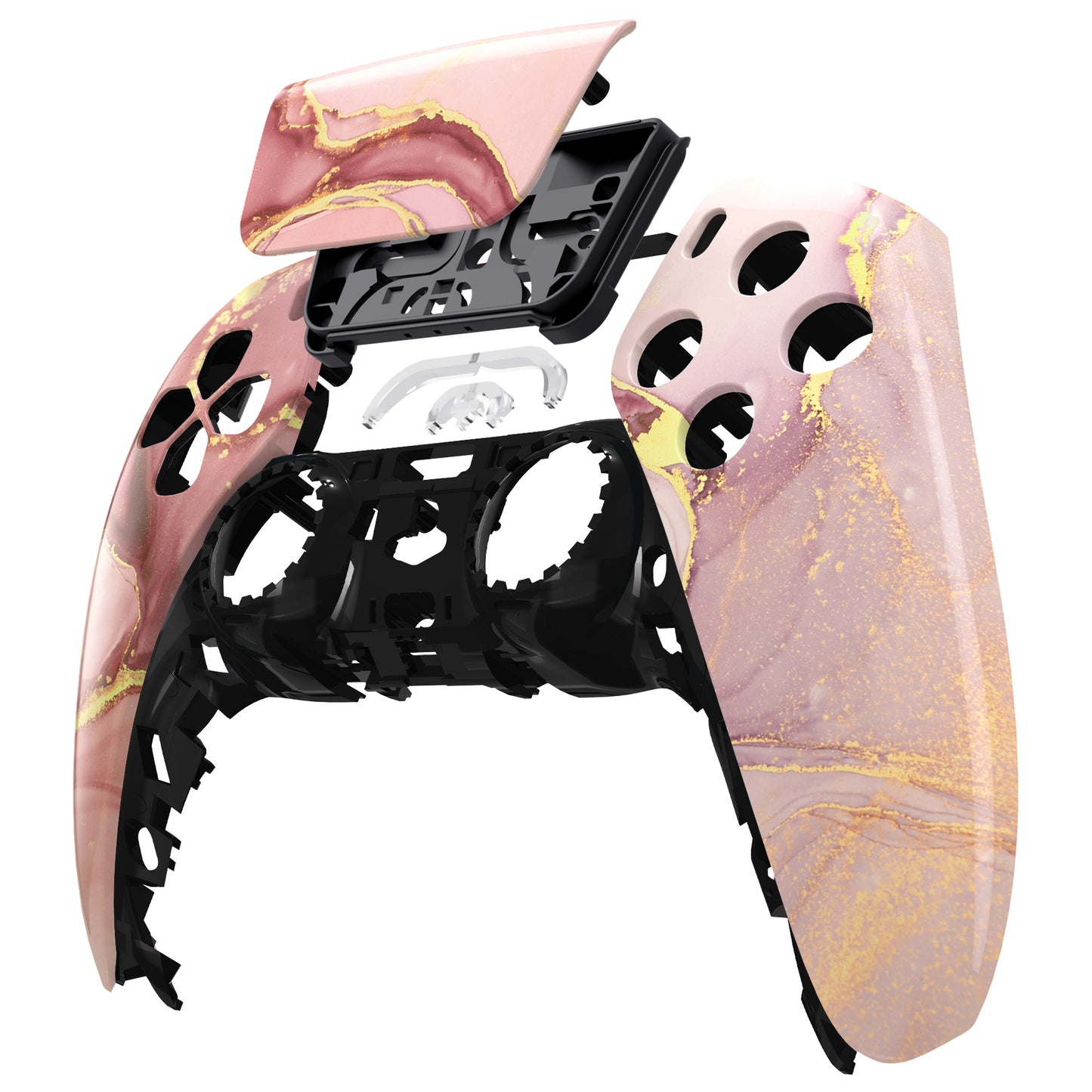 eXtremeRate Retail Cosmic Pink Gold Marble Touchpad Front Housing Shell Compatible with ps5 Controller BDM-010 BDM-020 BDM-030, DIY Replacement Shell Custom Touch Pad Cover Compatible with ps5 Controller - ZPFT1045G3