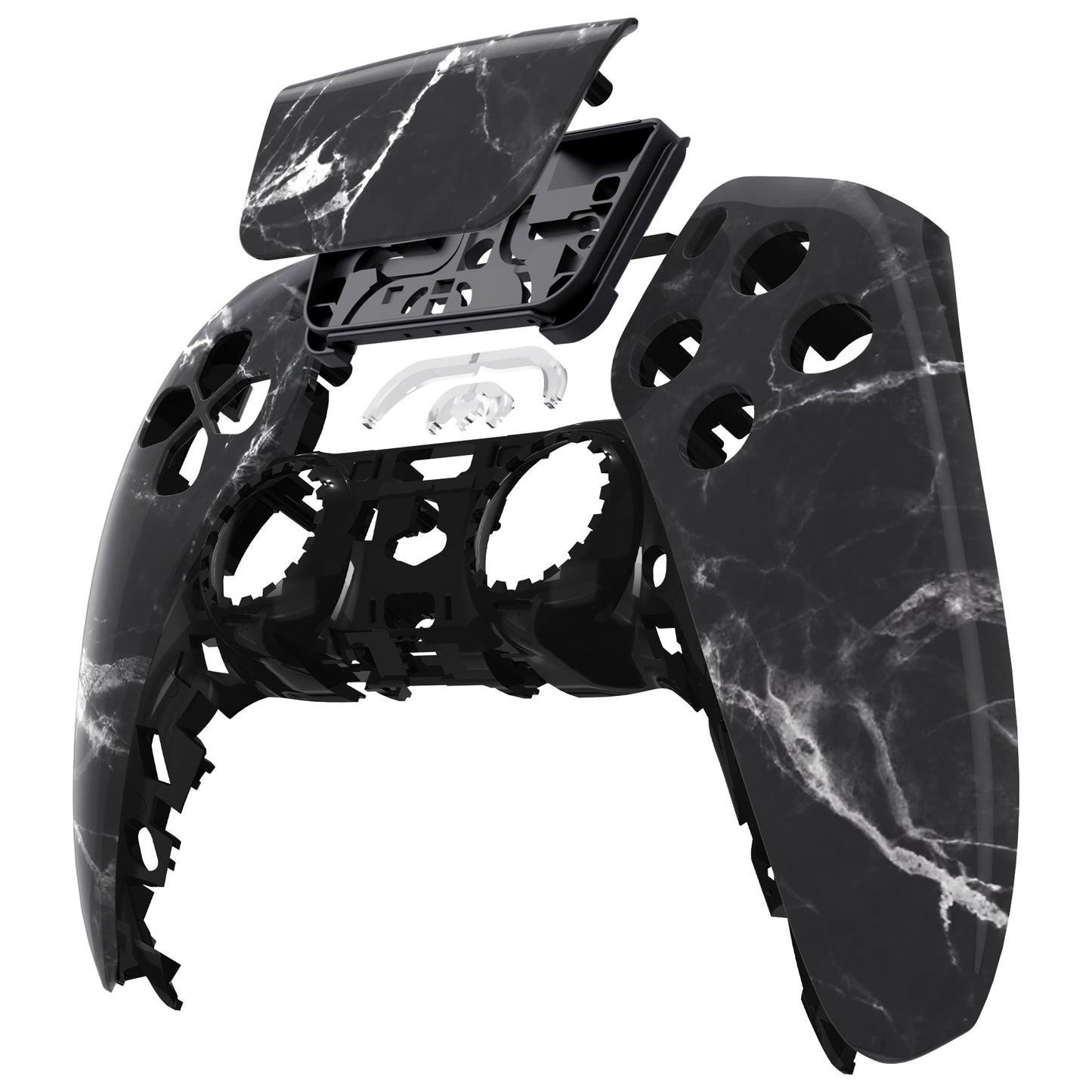 eXtremeRate Retail Black White Marble Effect Touchpad Front Housing Shell Compatible with ps5 Controller BDM-010 BDM-020 BDM-030, DIY Replacement Shell Custom Touch Pad Cover Compatible with ps5 Controller - ZPFT1046G3