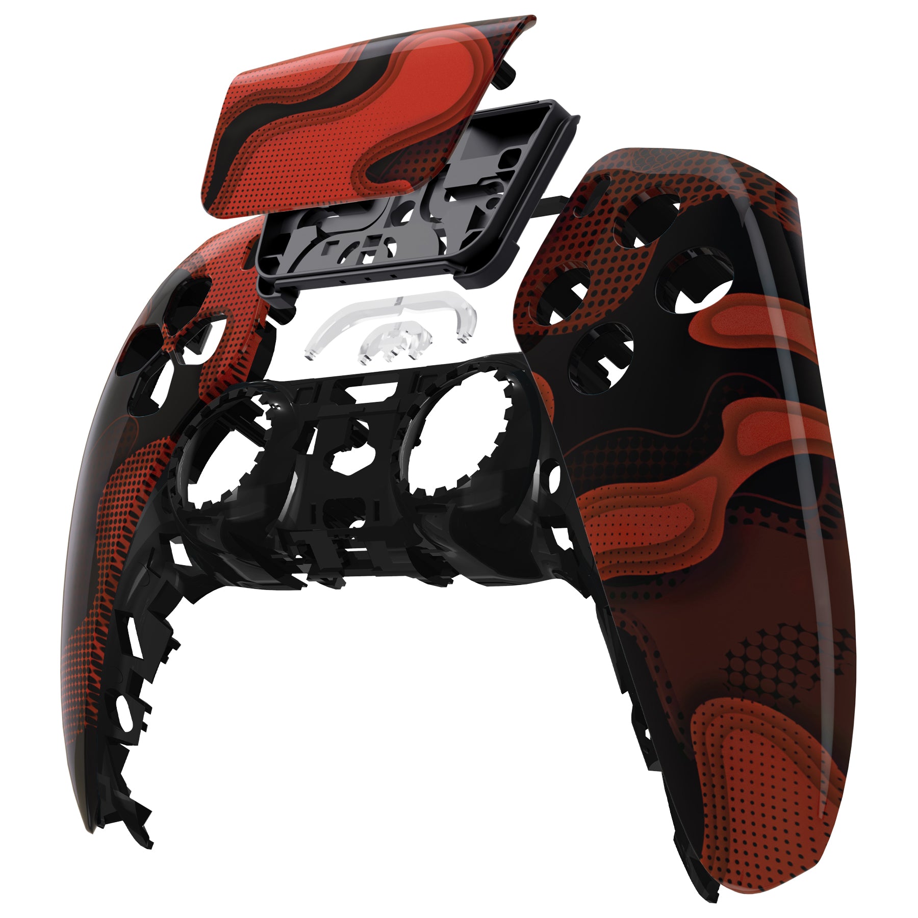 eXtremeRate Retail Red Black Camouflage Touchpad Front Housing Shell Compatible with ps5 Controller BDM-010 BDM-020 BDM-030, DIY Replacement Shell Custom Touch Pad Cover Compatible with ps5 Controller - ZPFT1048G3
