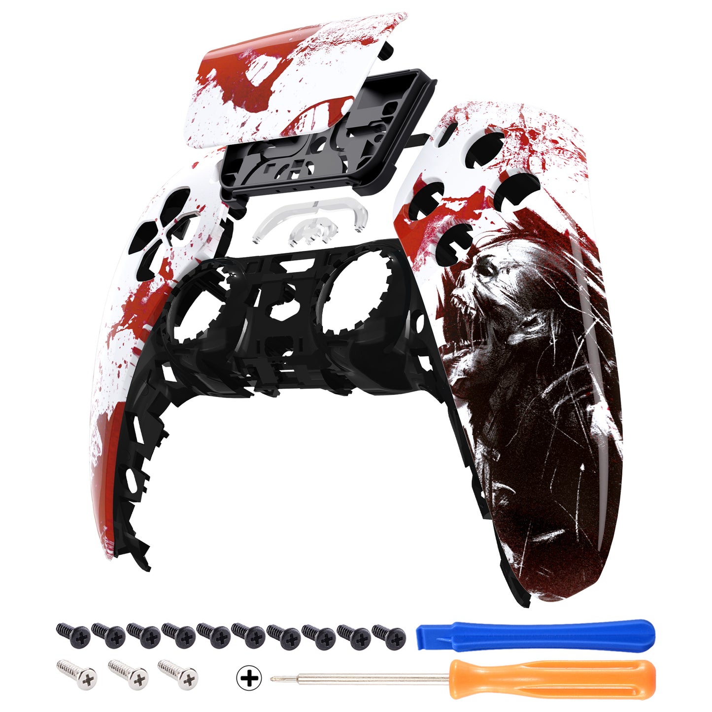 eXtremeRate Retail Blood Zombie Touchpad Front Housing Shell Compatible with ps5 Controller BDM-010 BDM-020 BDM-030, DIY Replacement Shell Custom Touch Pad Cover Compatible with ps5 Controller - ZPFT1052G3