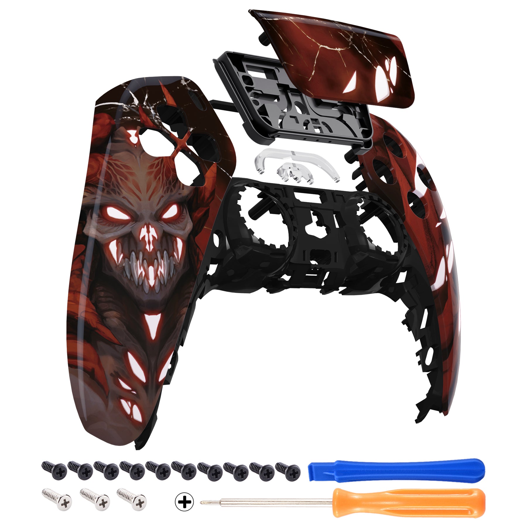 eXtremeRate Replacement Front Housing Shell with Touchpad Compatible with  PS5 Controller BDM-010/020/030/040 - Scarlet Demon