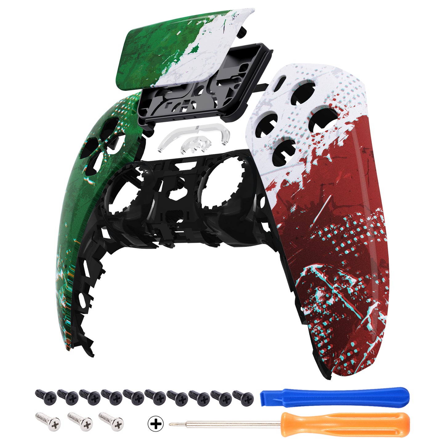 eXtremeRate Retail Impression Italy Flag Touchpad Front Housing Shell Compatible with ps5 Controller BDM-010 BDM-020 BDM-030, DIY Replacement Shell Custom Touch Pad Cover Compatible with ps5 Controller - ZPFT1061G3