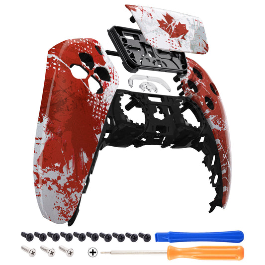 eXtremeRate Retail Impression Canada Flag Touchpad Front Housing Shell Compatible with ps5 Controller BDM-010 BDM-020 BDM-030, DIY Replacement Shell Custom Touch Pad Cover Compatible with ps5 Controller - ZPFT1062G3