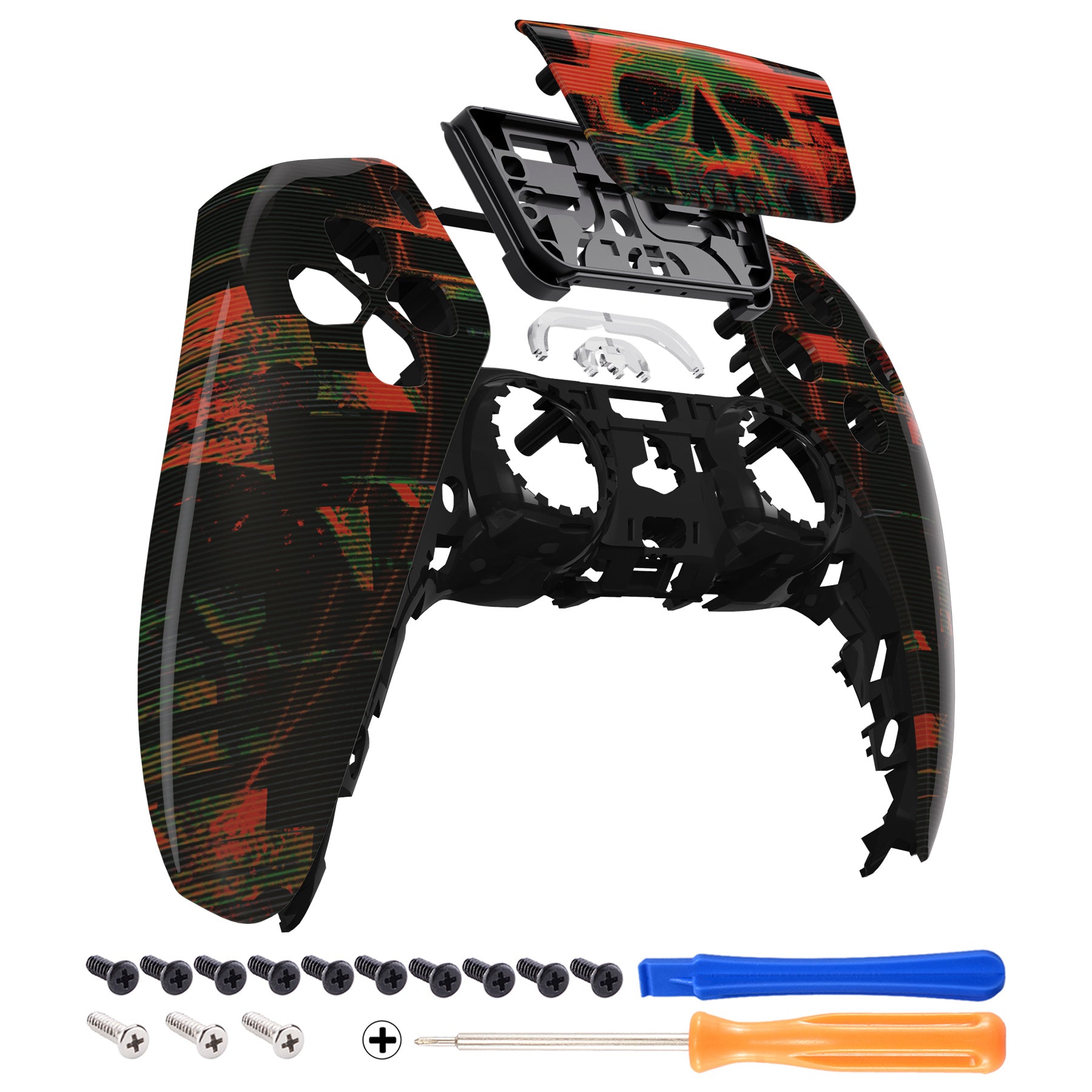 eXtremeRate Retail Blurred Screaming Skull Touchpad Front Housing Shell Compatible with ps5 Controller BDM-010 BDM-020 BDM-030, DIY Replacement Shell Custom Touch Pad Cover Compatible with ps5 Controller - ZPFT1065G3