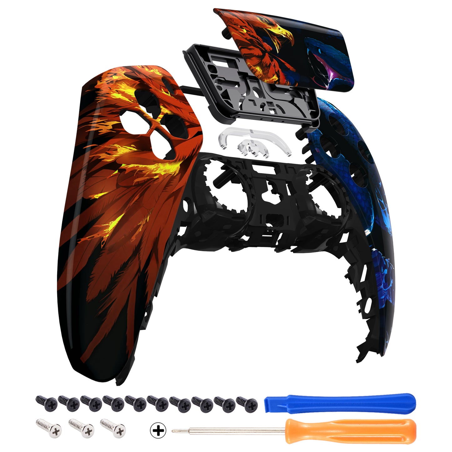eXtremeRate Retail Fire Eagle vs Ice Snake Touchpad Front Housing Shell Compatible with ps5 Controller BDM-010 BDM-020 BDM-030, DIY Replacement Shell Custom Touch Pad Cover Compatible with ps5 Controller - ZPFT1066G3