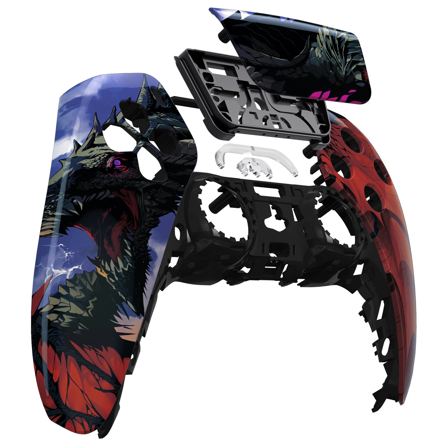 eXtremeRate Retail Roaring Dragon Touchpad Front Housing Shell Compatible with ps5 Controller BDM-010 BDM-020 BDM-030, DIY Replacement Shell Custom Touch Pad Cover Compatible with ps5 Controller - ZPFT1074G3