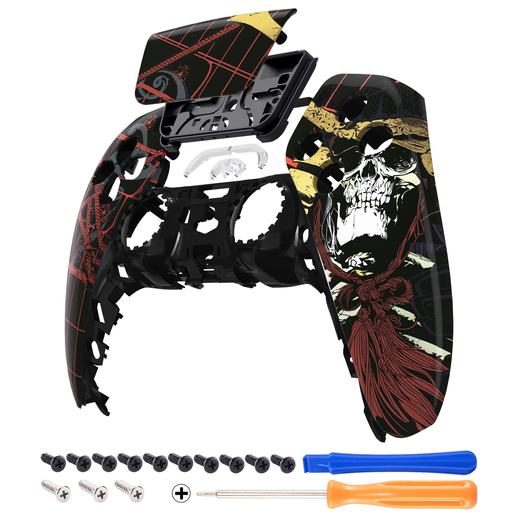 eXtremeRate Retail Demon Samurai Touchpad Front Housing Shell Compatible with ps5 Controller BDM-010 BDM-020 BDM-030, DIY Replacement Shell Custom Touch Pad Cover Compatible with ps5 Controller - ZPFT1075G3