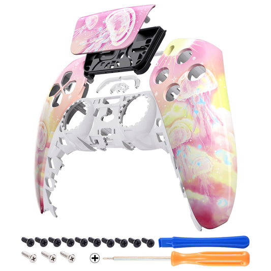 eXtremeRate Retail Pinky Jellyfish Heaven Touchpad Front Housing Shell Compatible with ps5 Controller BDM-010 BDM-020 BDM-030, DIY Replacement Shell Custom Touch Pad Cover Compatible with ps5 Controller - ZPFT1081G3