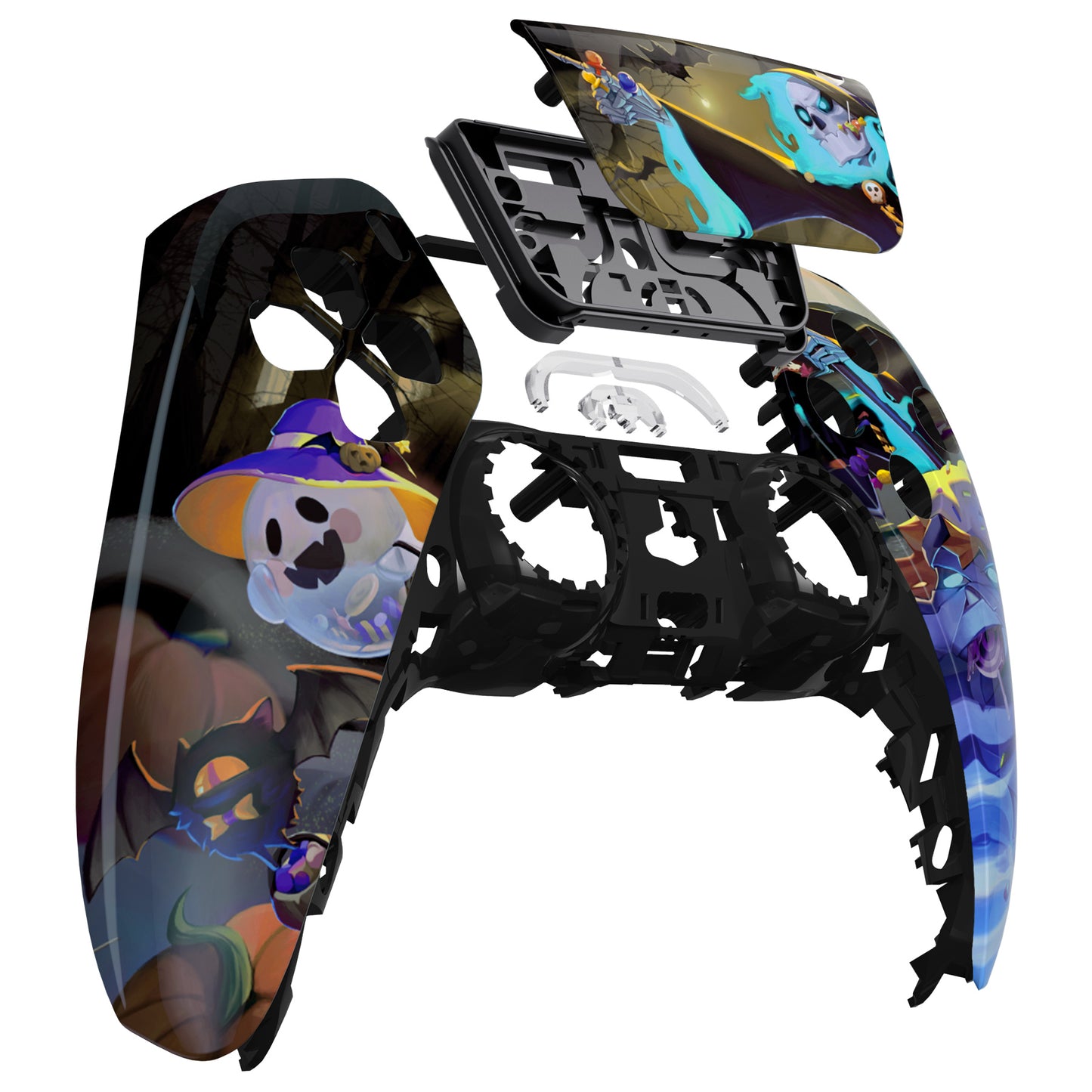 eXtremeRate Retail Glow in Dark - Halloween Candy Night Touchpad Front Housing Shell Compatible with ps5 Controller BDM-010 BDM-020 BDM-030, DIY Replacement Shell Custom Touch Pad Cover Compatible with ps5 Controller - ZPFT1083G3