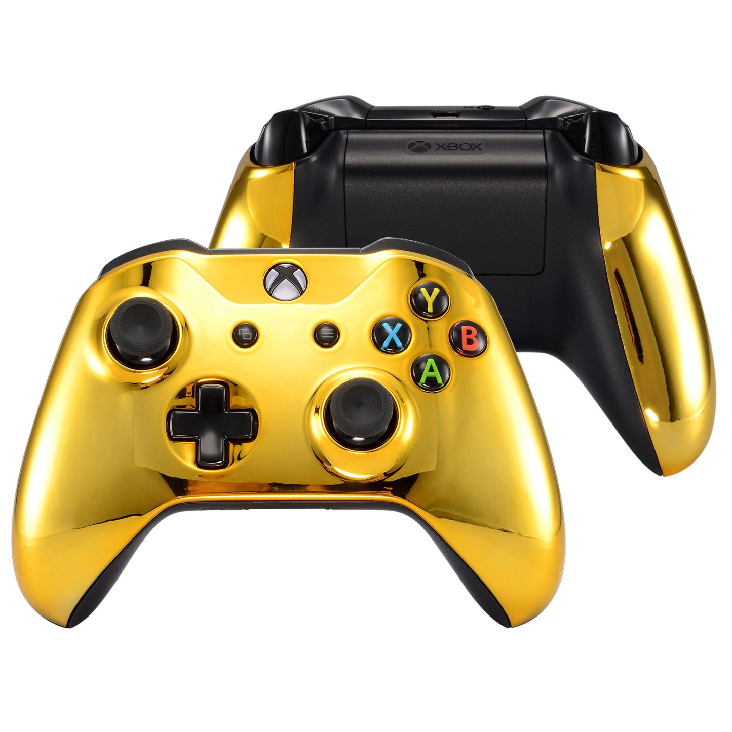 eXtremeRate Retail Chrome Gold Front Housing Shell Faceplate Side Rails Panel for Xbox One X & One S Controller - ZSXOFD01