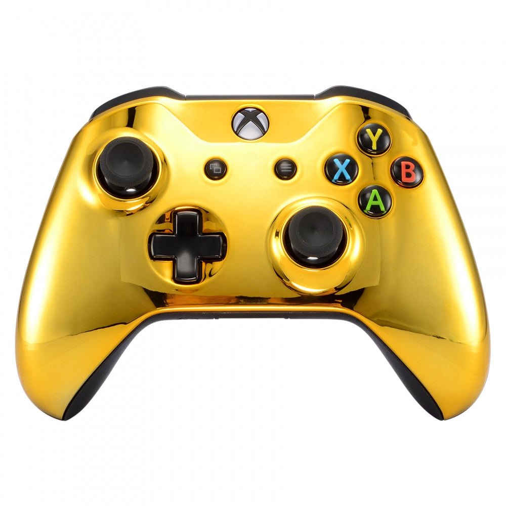 eXtremeRate Retail Chrome Gold Front Housing Shell Faceplate Side Rails Panel for Xbox One X & One S Controller - ZSXOFD01
