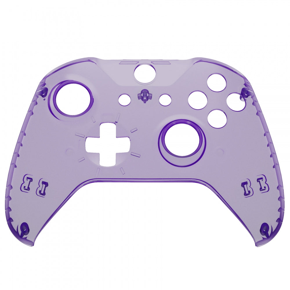 eXtremeRate Retail Transparent Clear Atomic Purple Top Shell Front Housing Faceplate Replacement Parts with Side Rails Panel for Xbox One X & One S Controller (Model 1708) - ZSXOFX17