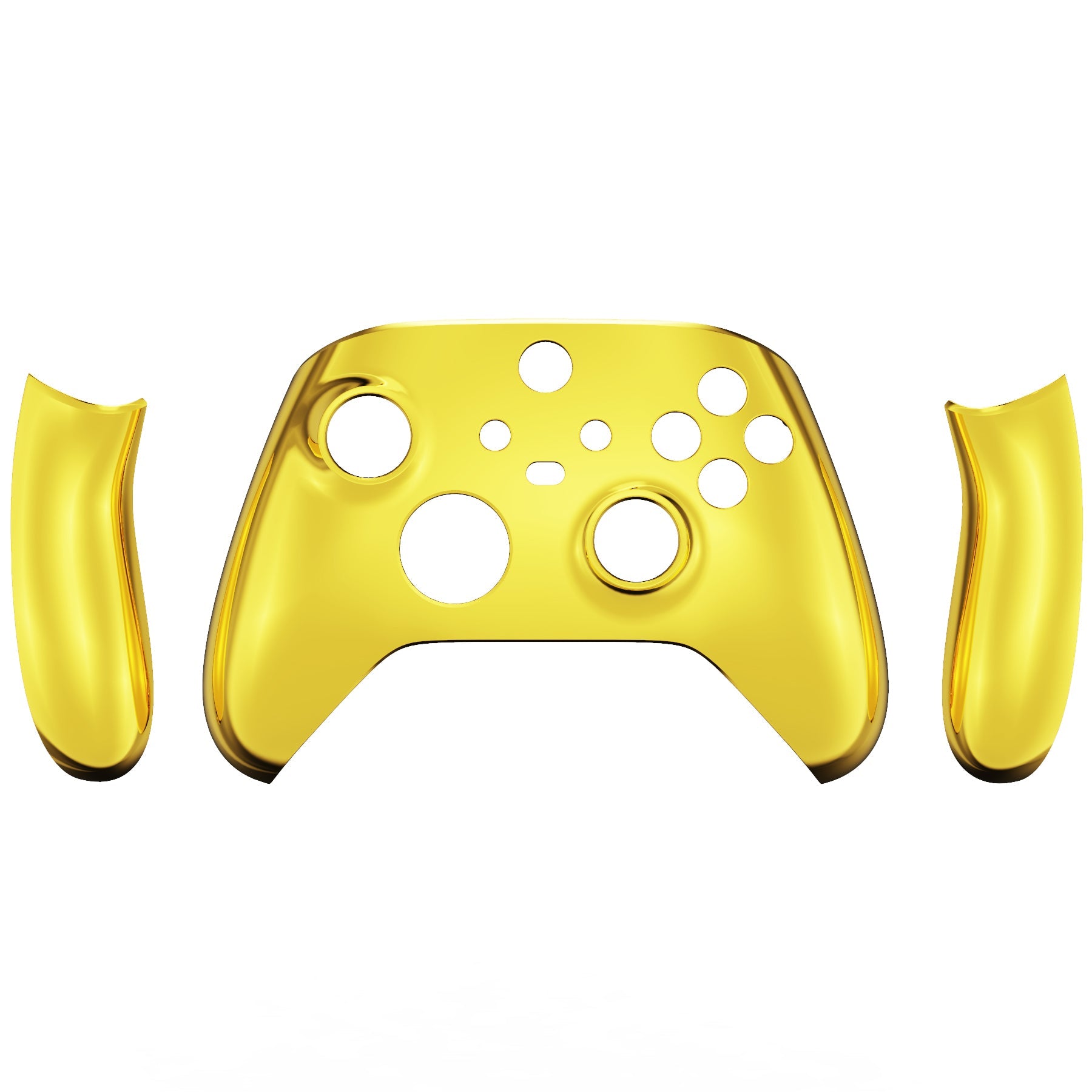 eXtremeRate Retail Chrome Gold Replacement Handles Shell for Xbox Series X Controller, Custom Side Rails Panels Front Housing Shell Faceplate for Xbox Series S Controller - Controller NOT Included - ZX3D401