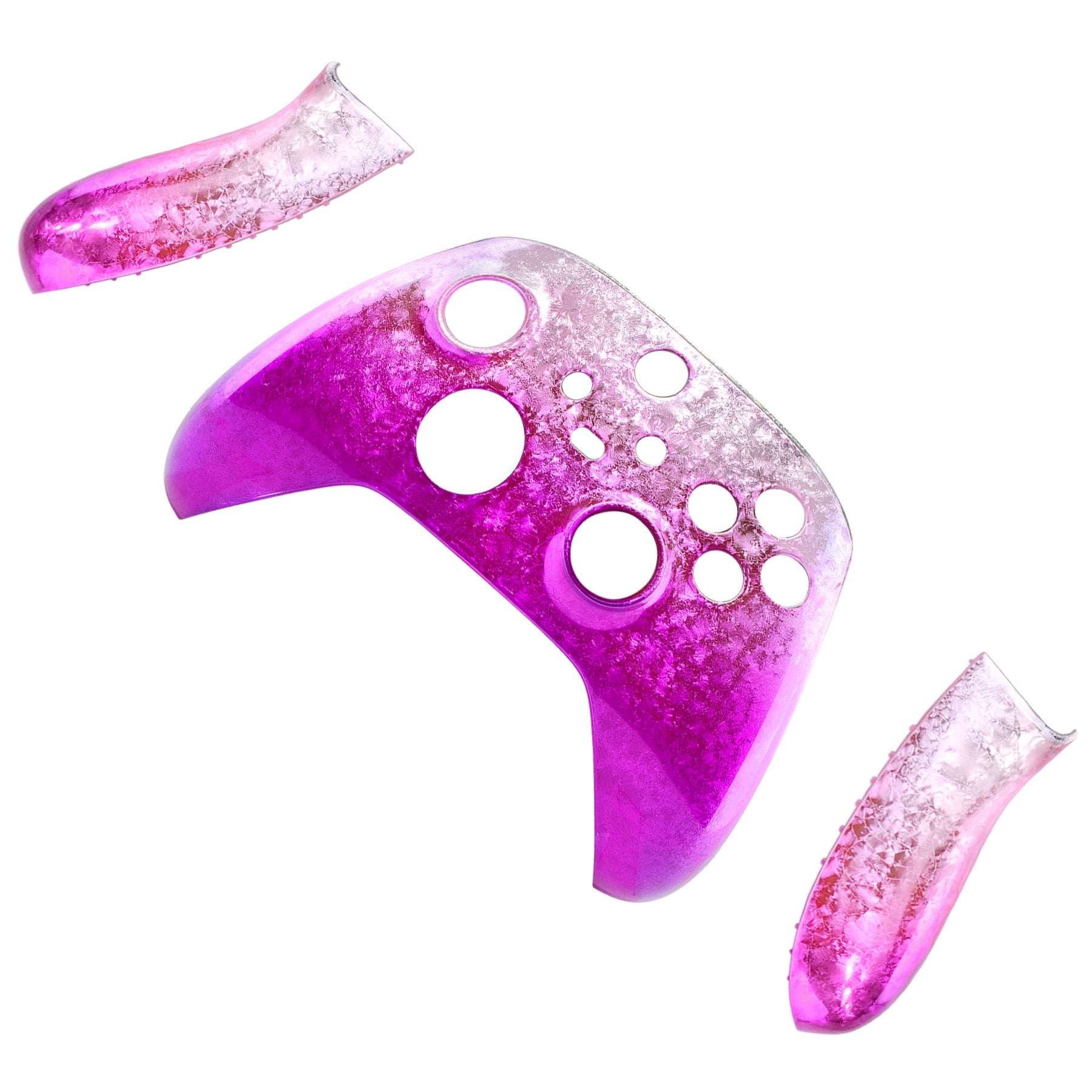 eXtremeRate Retail Ice Flake Magenta Replacement Handles Shell for Xbox Series X/S Controller, Custom Side Rails Panels Front Housing Shell Faceplate for Xbox Core Controller - Controller NOT Included - ZX3D408